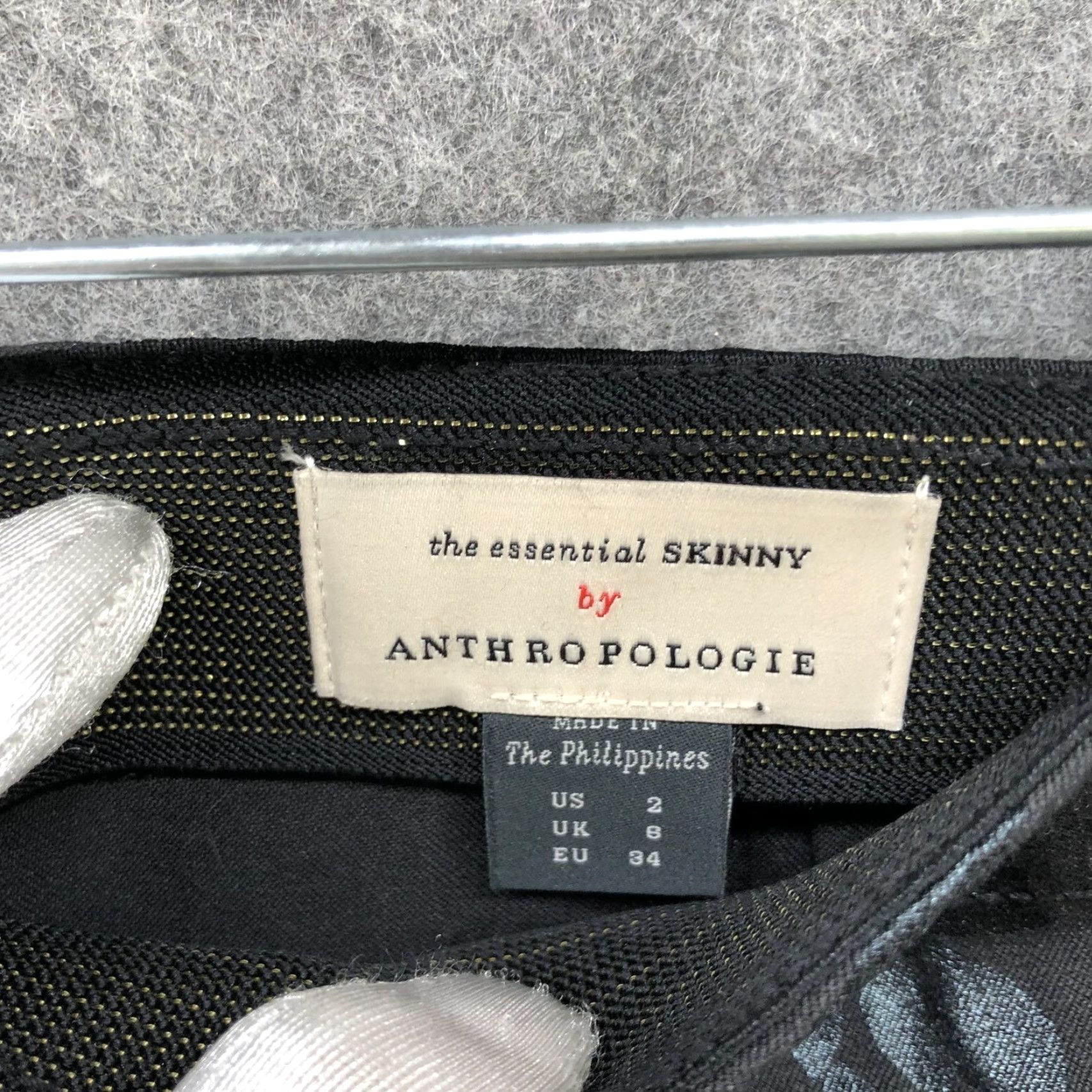 Anthropologie Anthropologie The Essential Skinny Pants Womens 2 Black Jacquard Velvet Floral Cotton Blend Back Zip Slim Skinny Ankle Pant Womens Size 26" / US 2 / IT 38 - 5 Thumbnail