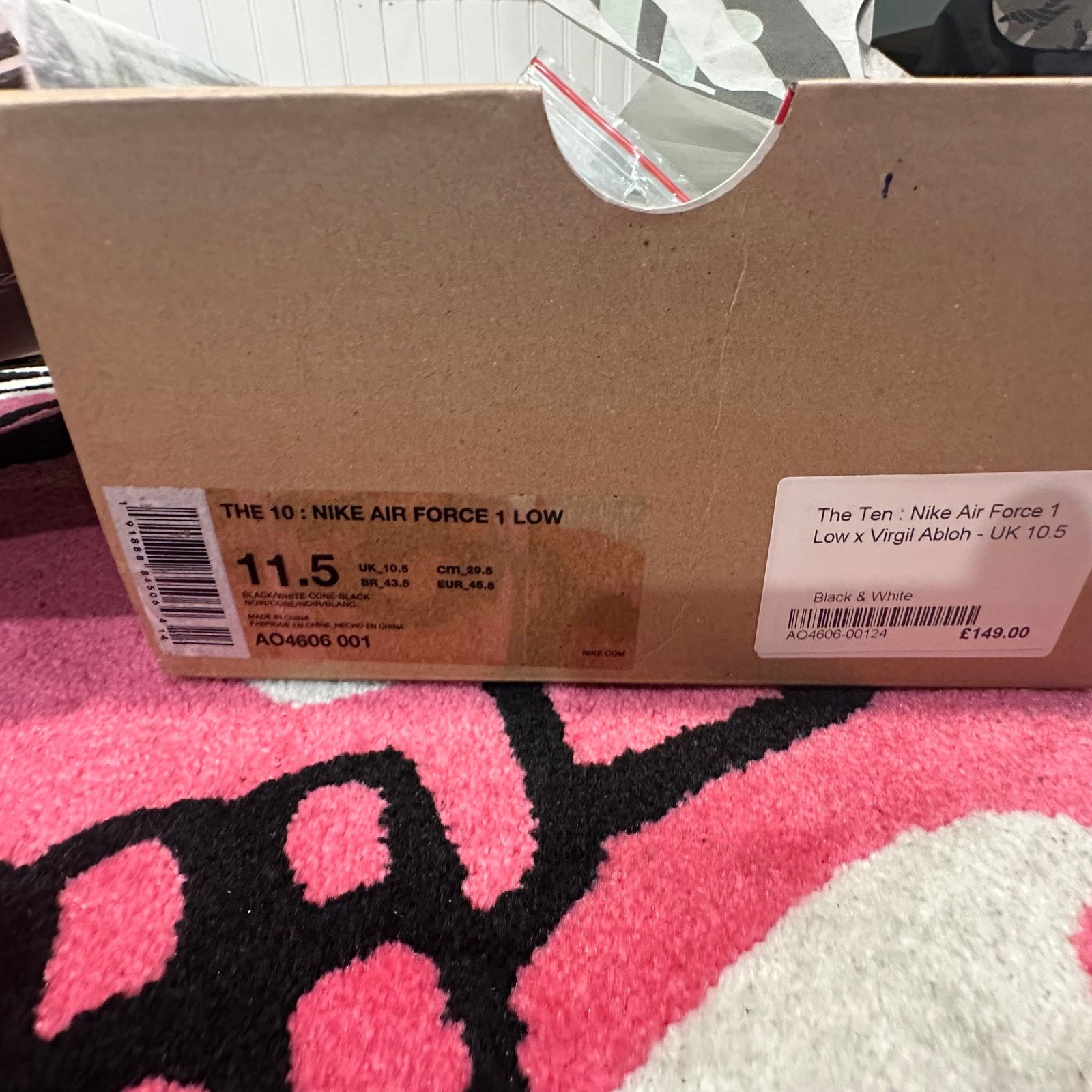 Nike × Off-White Nike Air Force 1 Low Off-White “Black” - Size 11.5 - Used Size US 11.5 / EU 44-45 - 8 Thumbnail