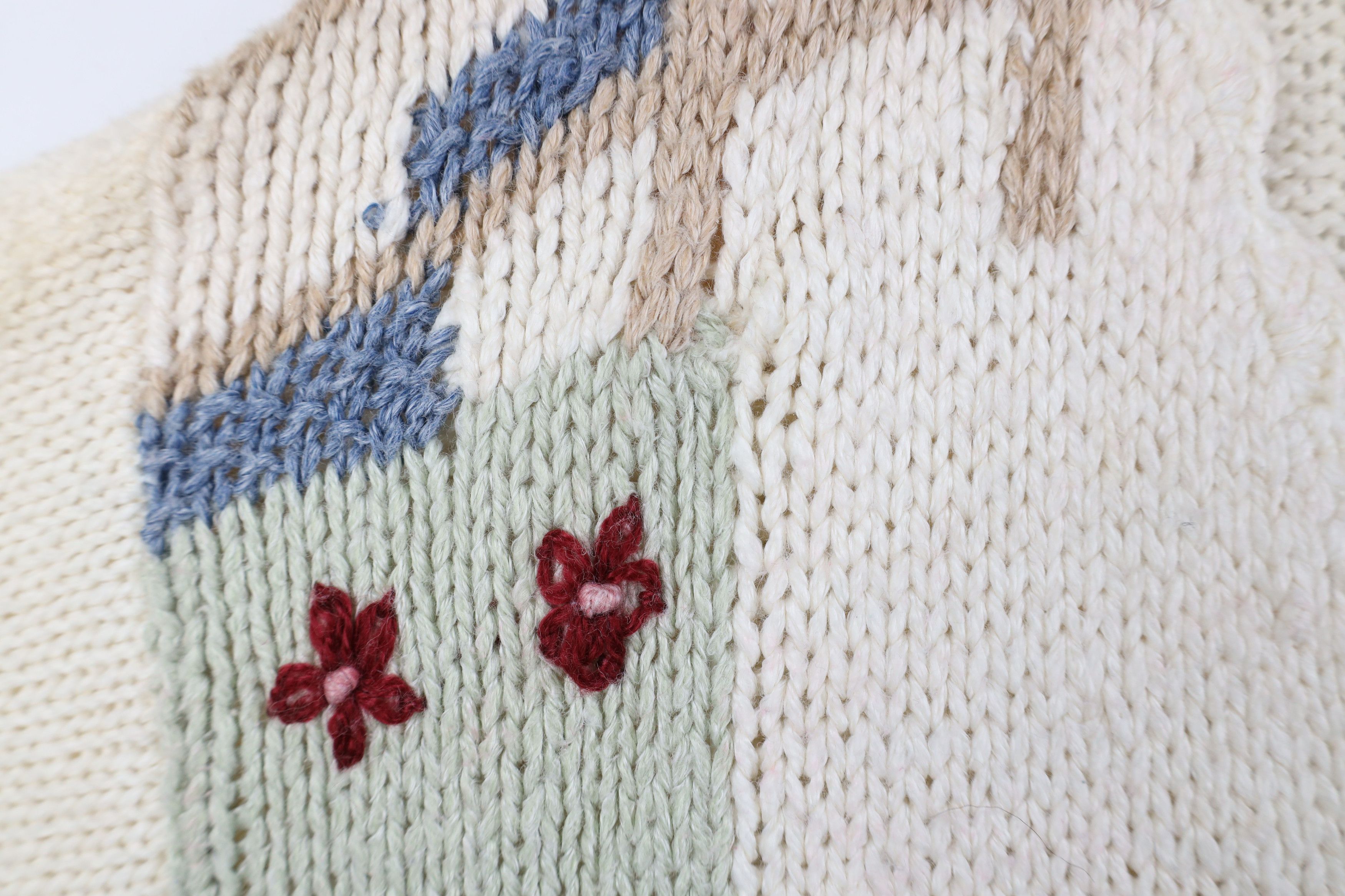 Vintage Vintage 90s Streetwear Hand Embroidered Flower Knit Sweater Size S / US 4 / IT 40 - 4 Thumbnail