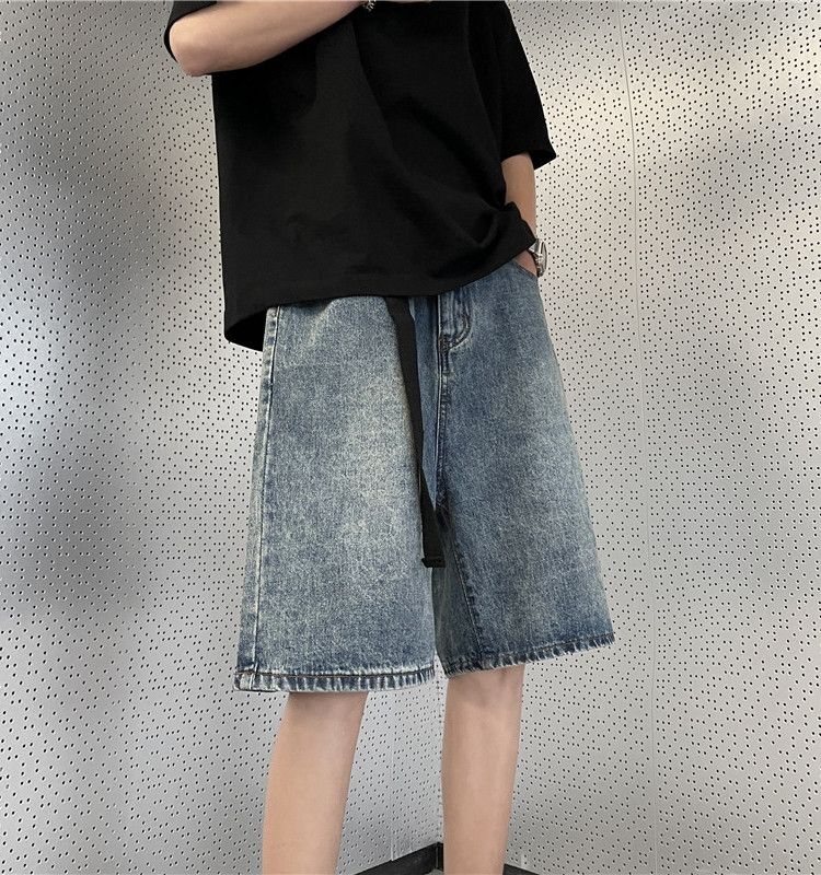 Japanese Brand × Jean Retro loose washed straight leg denim shorts Size US 32 / EU 48 - 5 Thumbnail