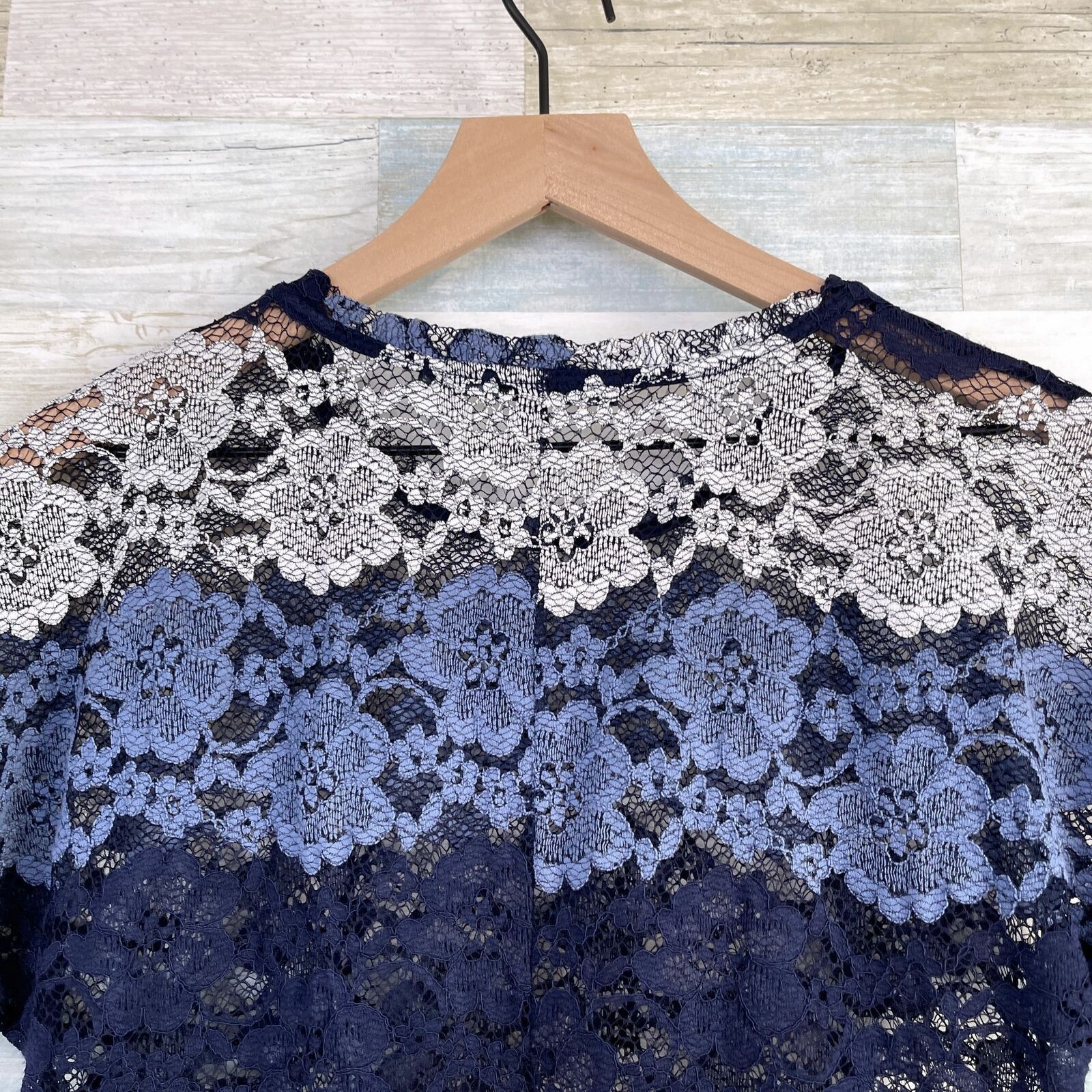 Eva Franco Eva Franco Floral Lace Peplum Top Blue Striped Sheer Small Size S / US 4 / IT 40 - 6 Thumbnail