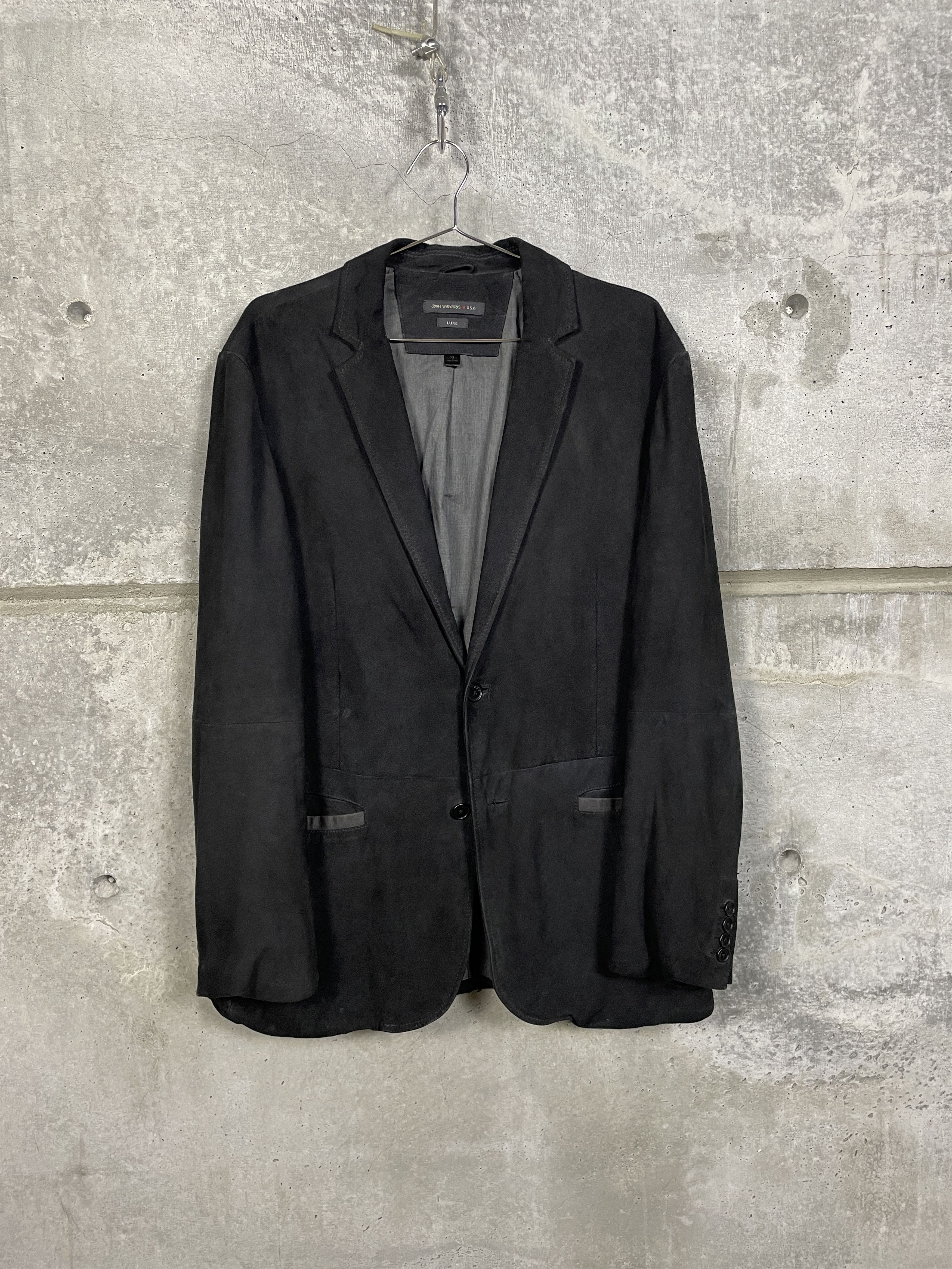 John Varvatos John Varvatos Black Suede Coat blazer jacket Size US XL / EU 56 / 4 - 1 Thumbnail