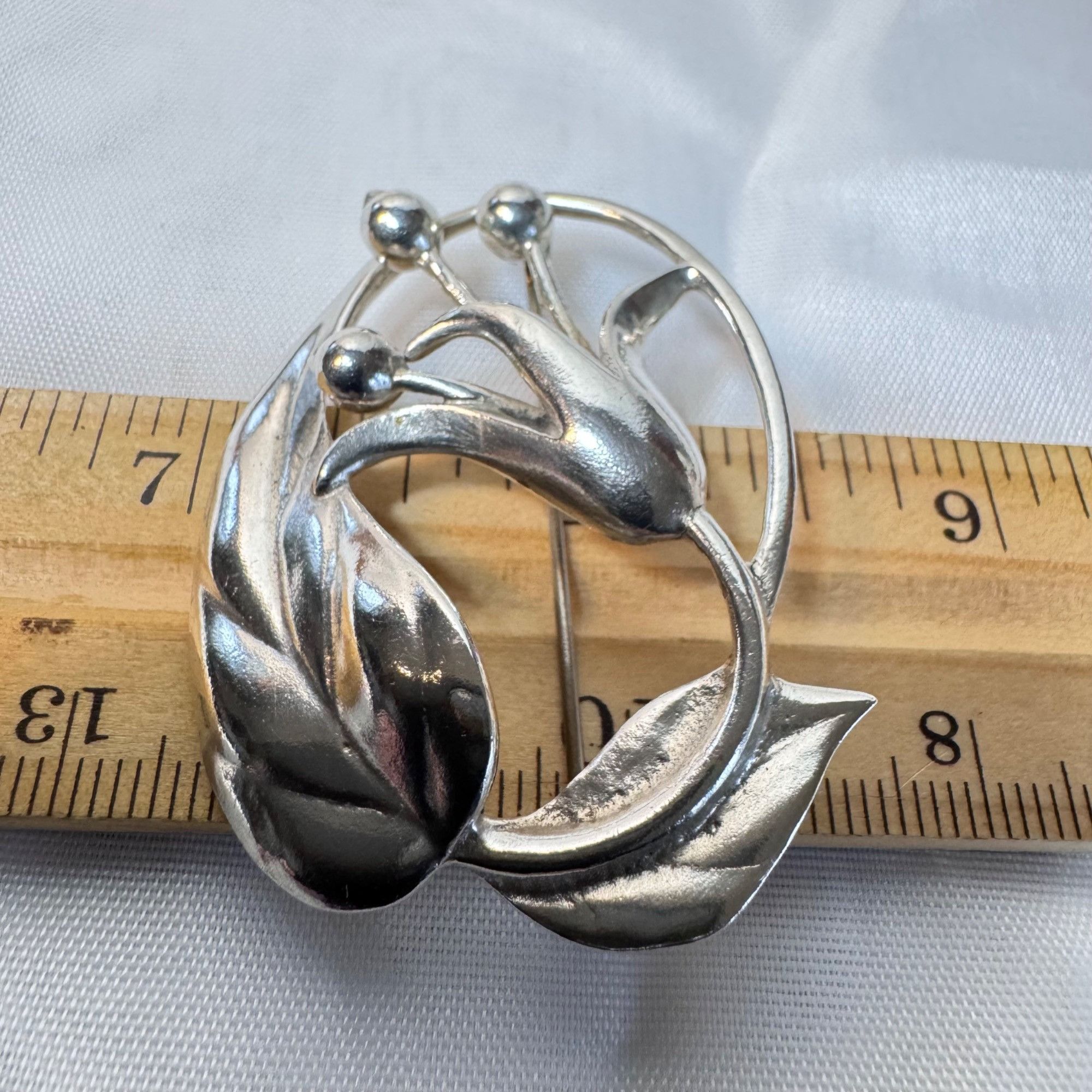 Other VTG Solid Sterling Silver 925 Scroll Style Floral Design Bro Size ONE SIZE - 5 Thumbnail
