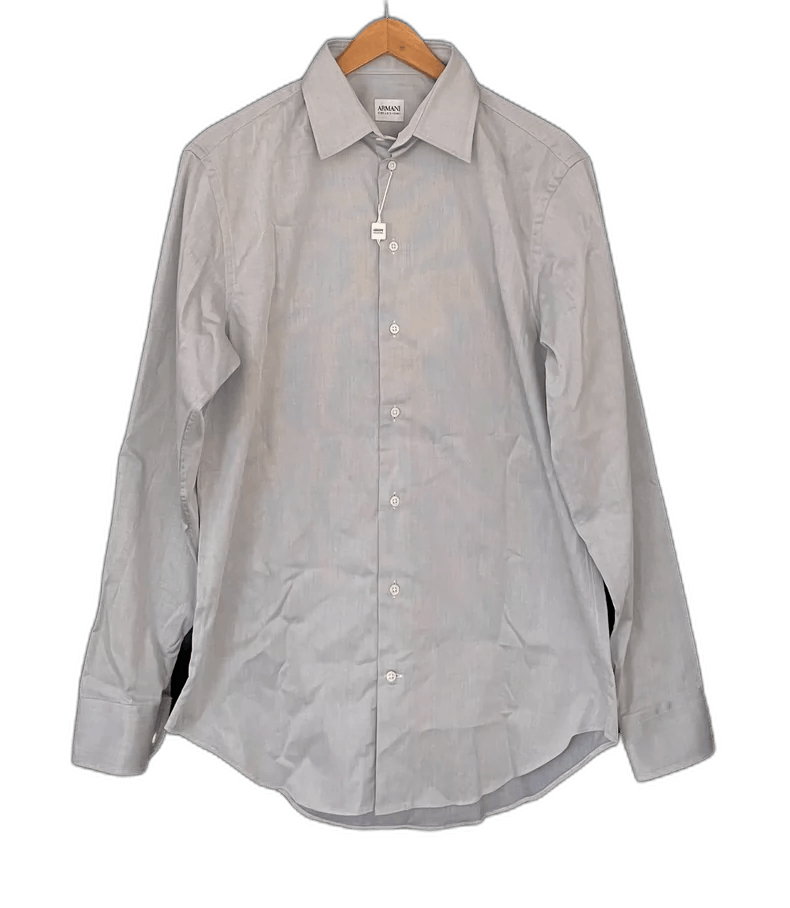 Emporio Armani Armani Collezioni Men's Light Gray Striped Shirt Size US M / EU 48-50 / 2 - 1 Thumbnail
