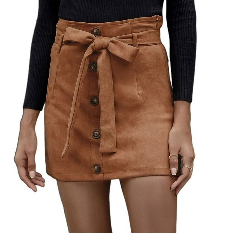 Kohl's Women's High Waist Button Front Belted A-Line Mini Skirt Size 28" / US 6 / IT 42 - 1 Thumbnail