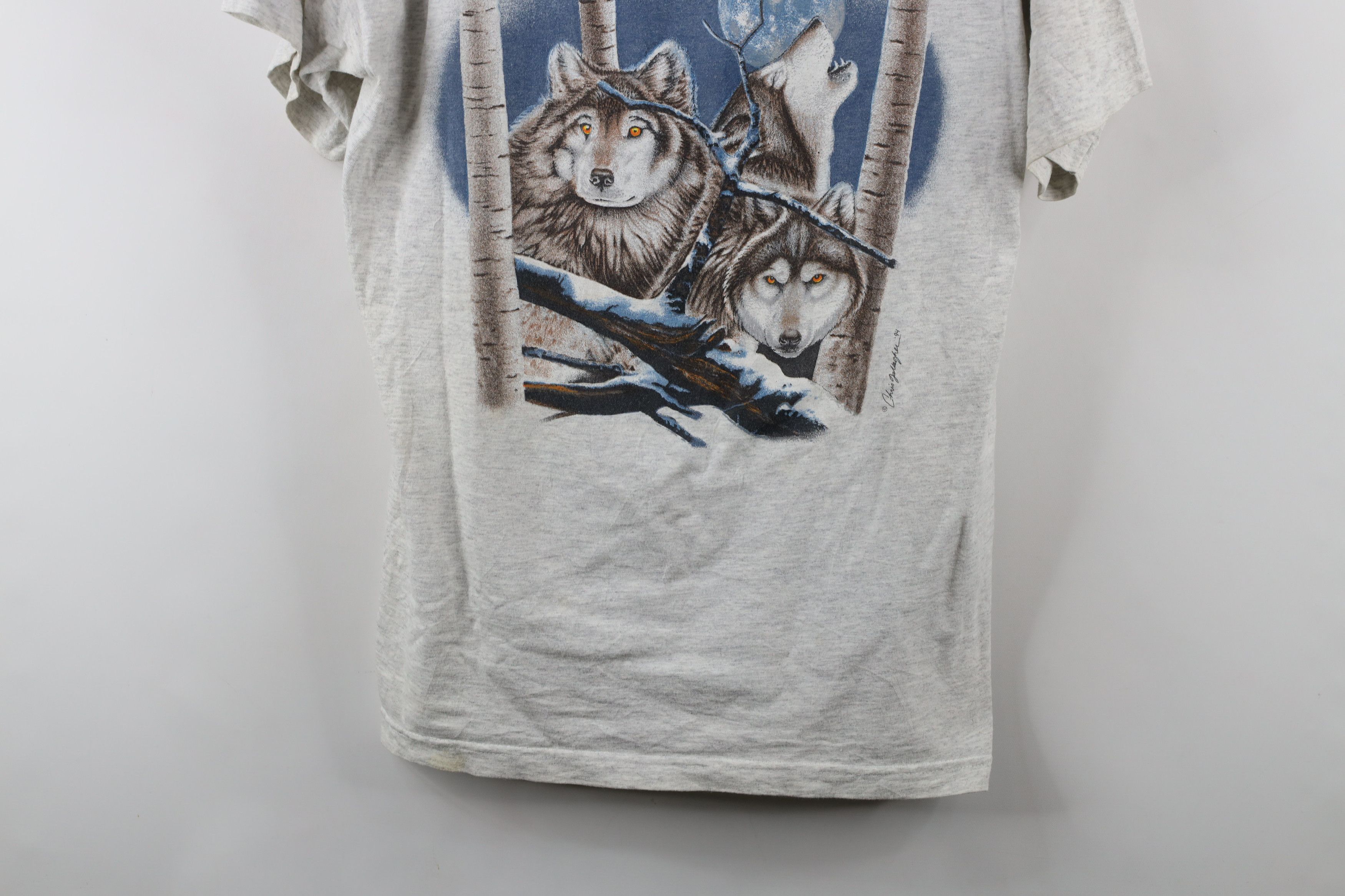 Vintage Vintage 90s Streetwear Wolf Moon Short Sleeve T-Shirt USA Size US L / EU 52-54 / 3 - 3 Thumbnail