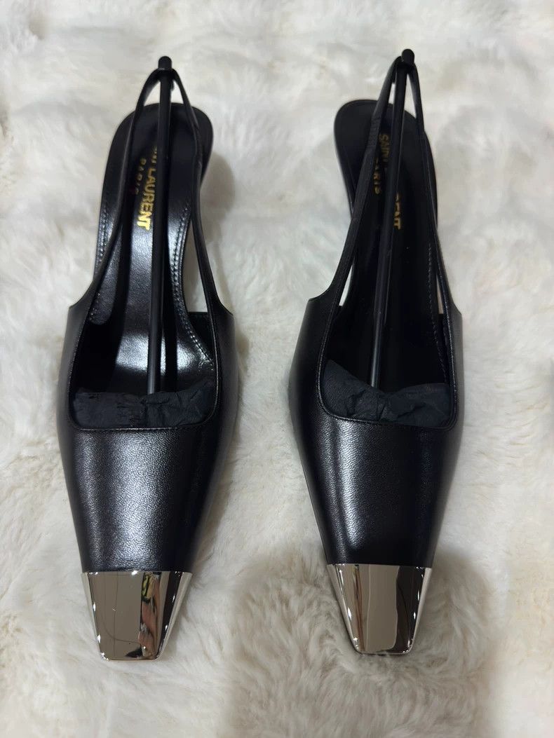Saint Laurent Paris Saint Laurent Paris Black and silver High Heels 2505-Nextar Size US 5.5 / IT 35.5 - 3 Thumbnail