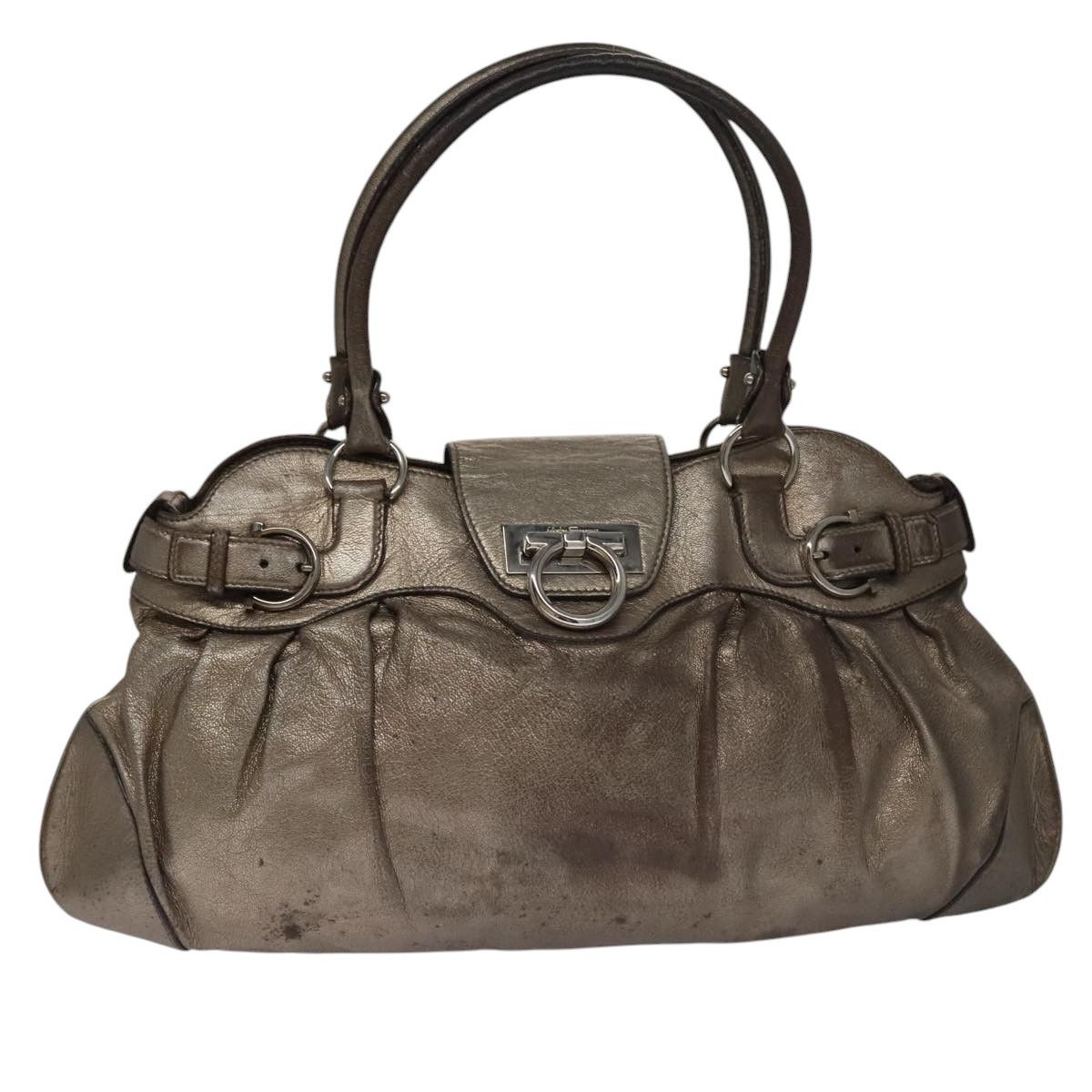 Salvatore Ferragamo Gancini Gold Leather Handbag (Pre-Owned) Size ONE SIZE - 1 Thumbnail