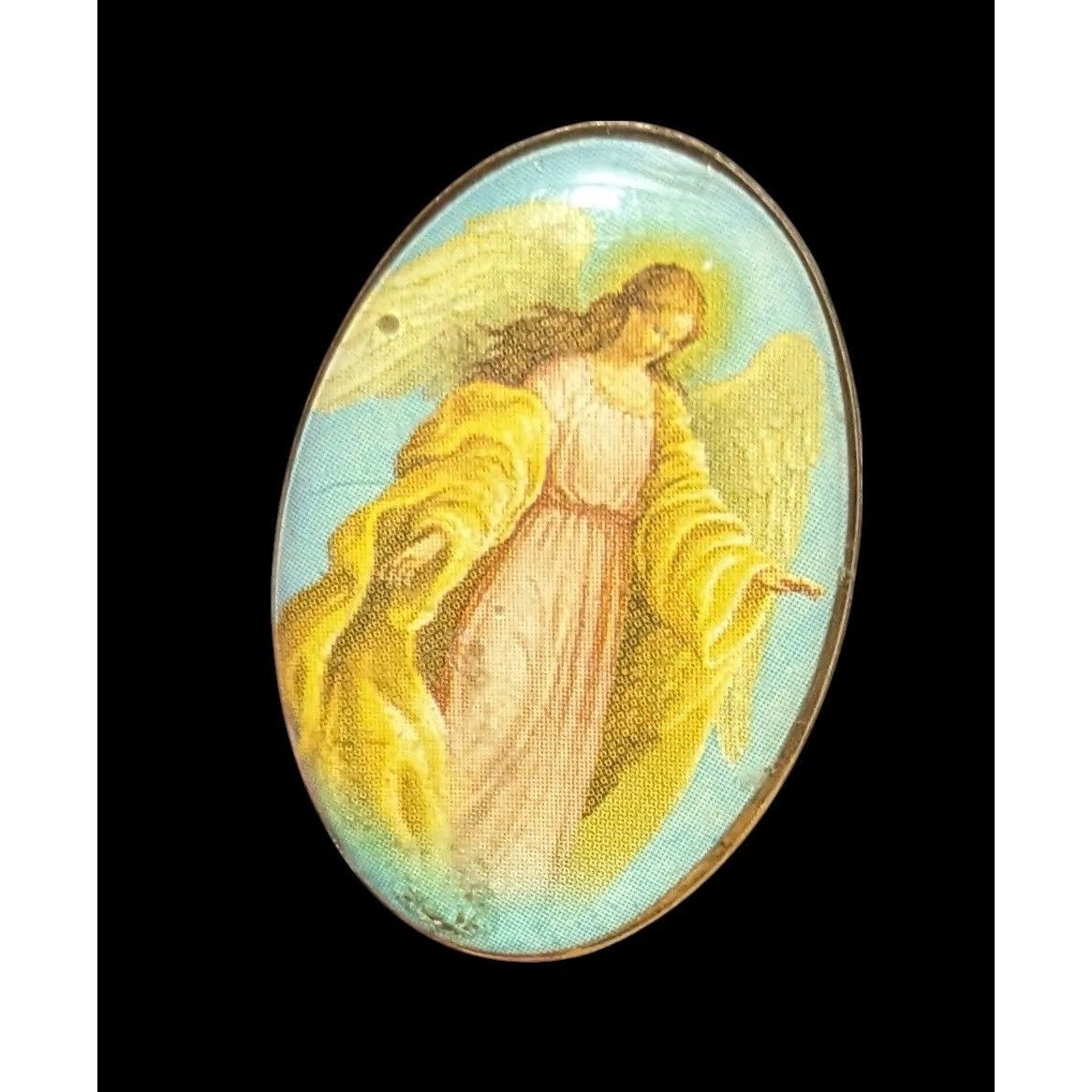 Other Religious Guardian Angel Oval Shaped Lapel Pin Size ONE SIZE - 1 Thumbnail