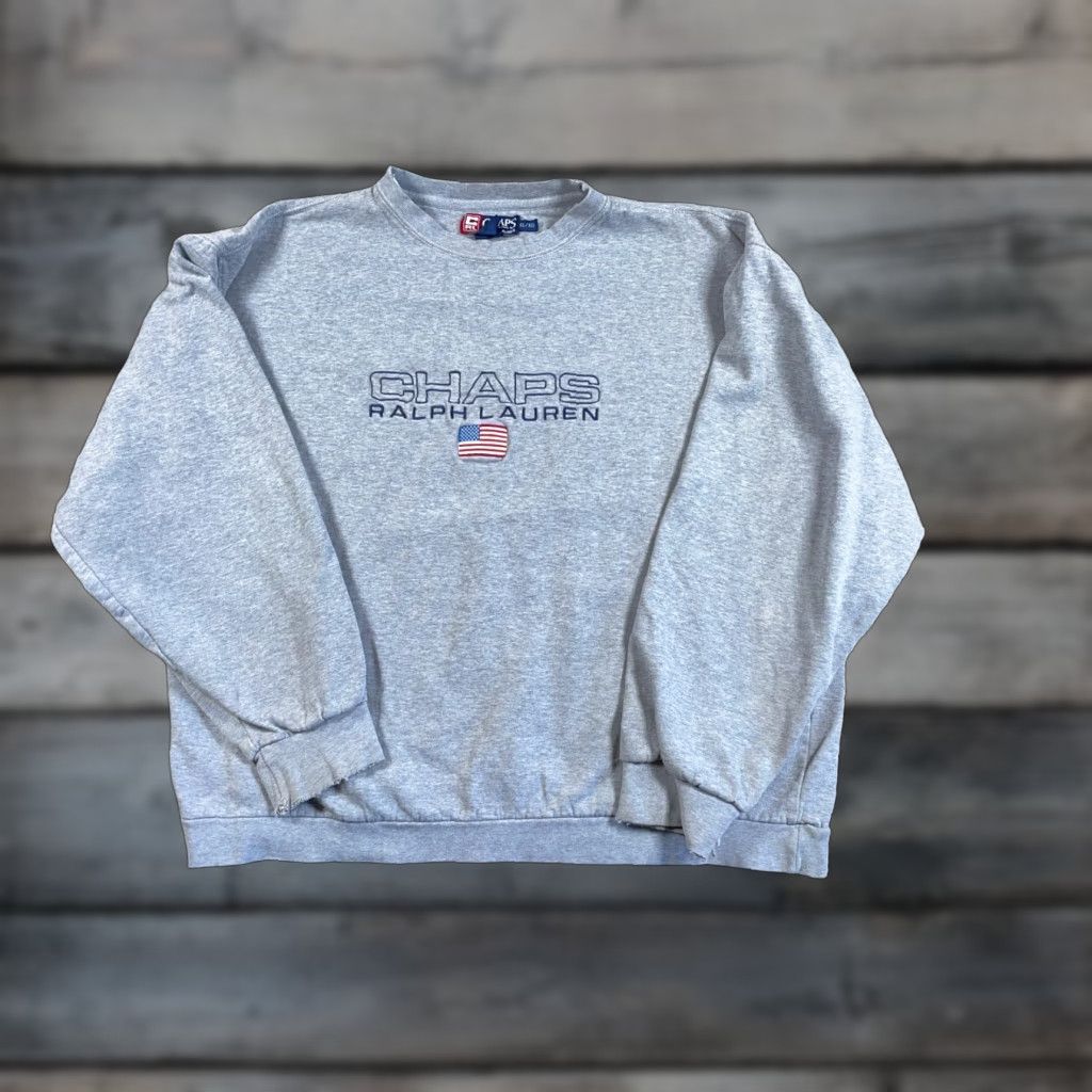 Chaps VTG Chaps Ralph Lauren Flag Sweatshirt Adult XL Gray Crewneck Embroidered Size US XL / EU 56 / 4 - 1 Thumbnail