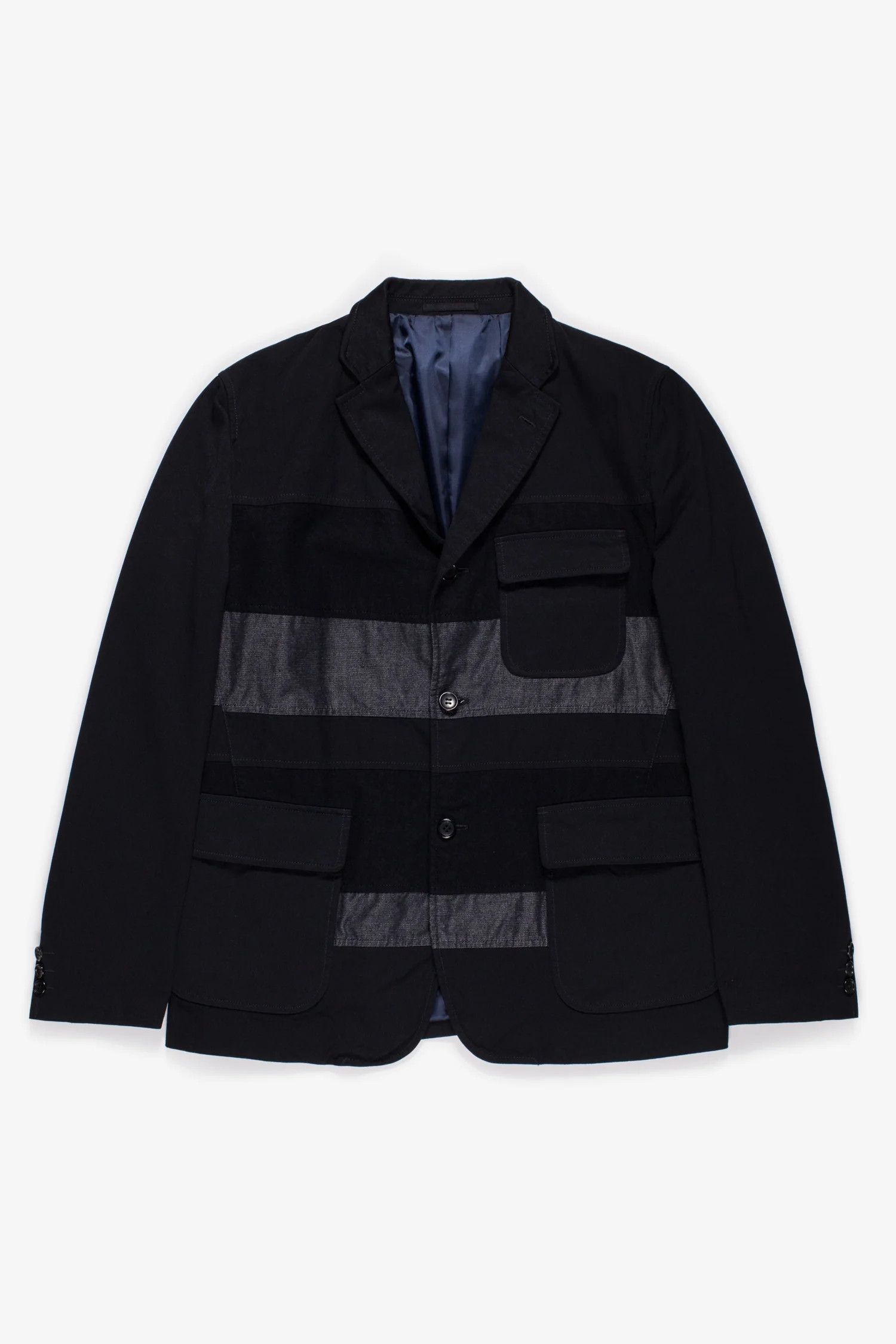 image of Comme Des Garcons Homme Comme Des Garçons Homme Multi-Fabric Blazer in Navy, Men's (Size Medium)
