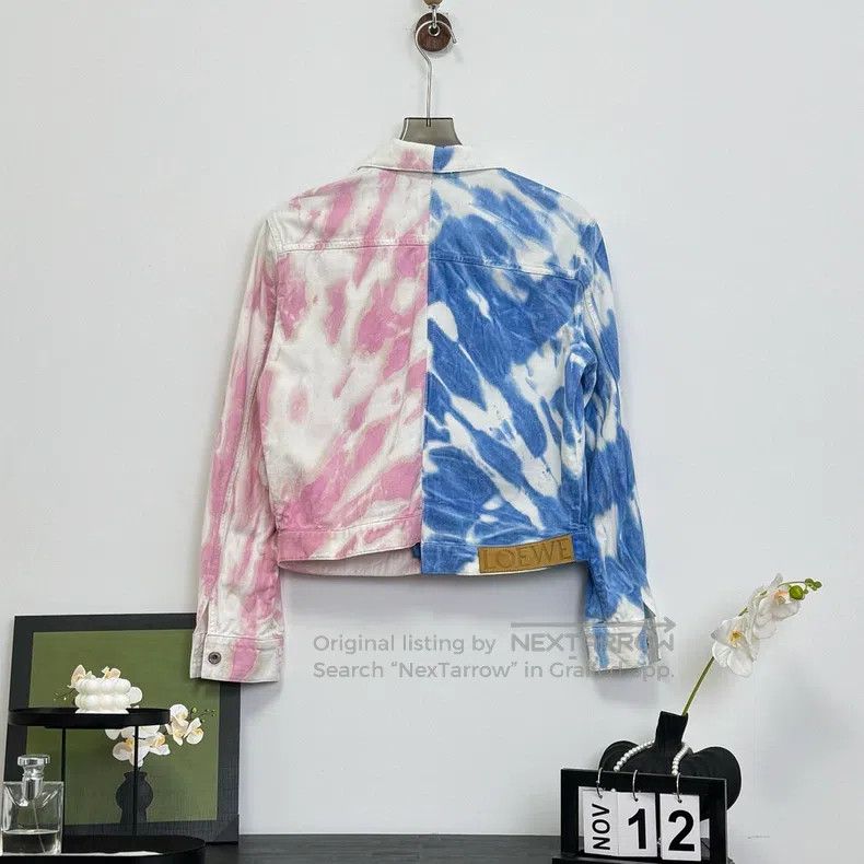 Loewe Loewe Asymmetrical Color-blocked Tie-dye Denim Jacket Size XS / US 0-2 / IT 36-38 - 2 Thumbnail