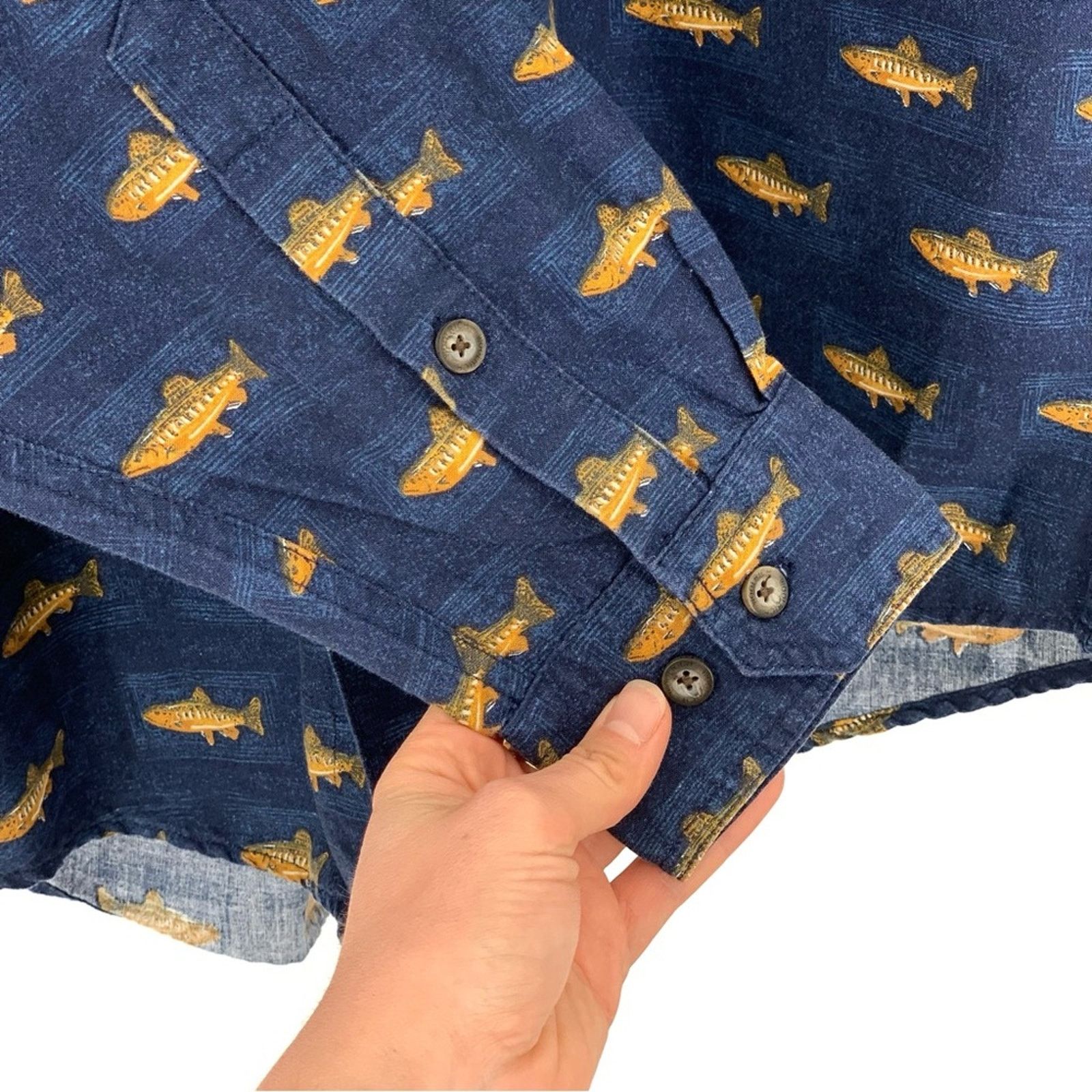 Other WOOLRICH Trout Long Sleeve Casual Button Down Navy Yellow XL Size US XL / EU 56 / 4 - 4 Thumbnail