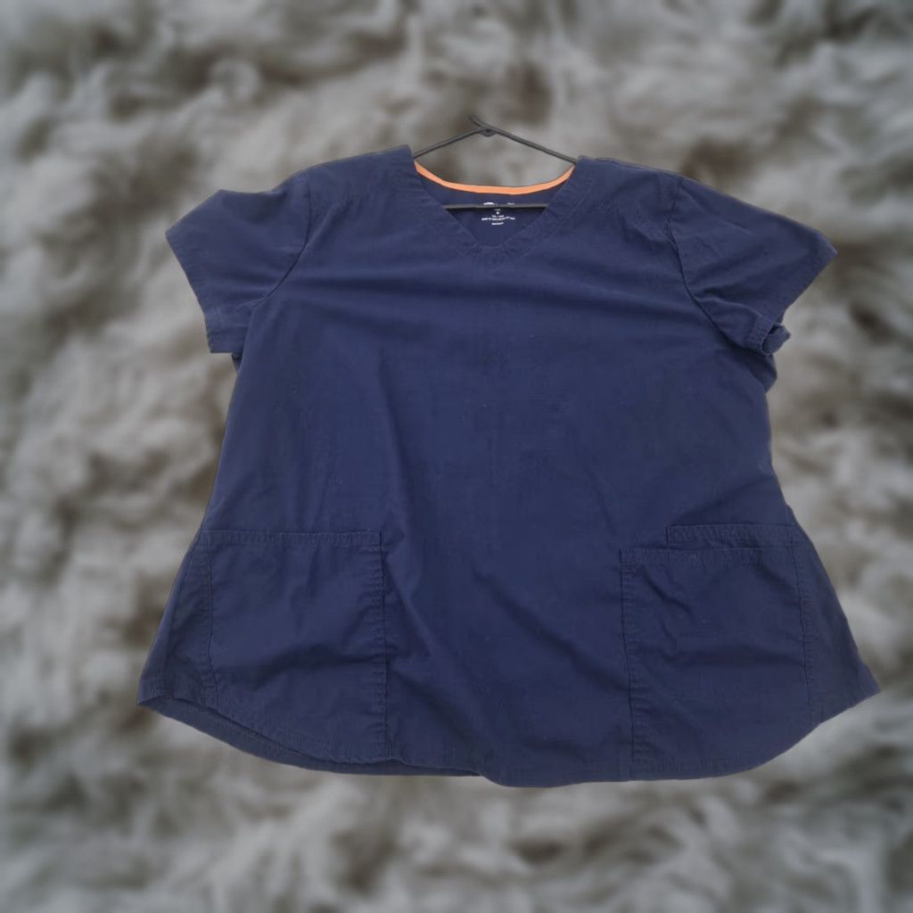Vintage Scrubstar Scrub Top Womens 2XL Blue V-neck Short Sleeve Medical Nurse Work Shirt Size XXL / US 16-18 / IT 52-54 - 1 Thumbnail