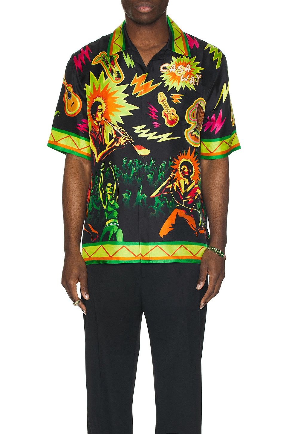 Casablanca o1mle0326 Cuban Collar Short Sleeve Shirt Music For Size US XL / EU 56 / 4 - 3 Thumbnail