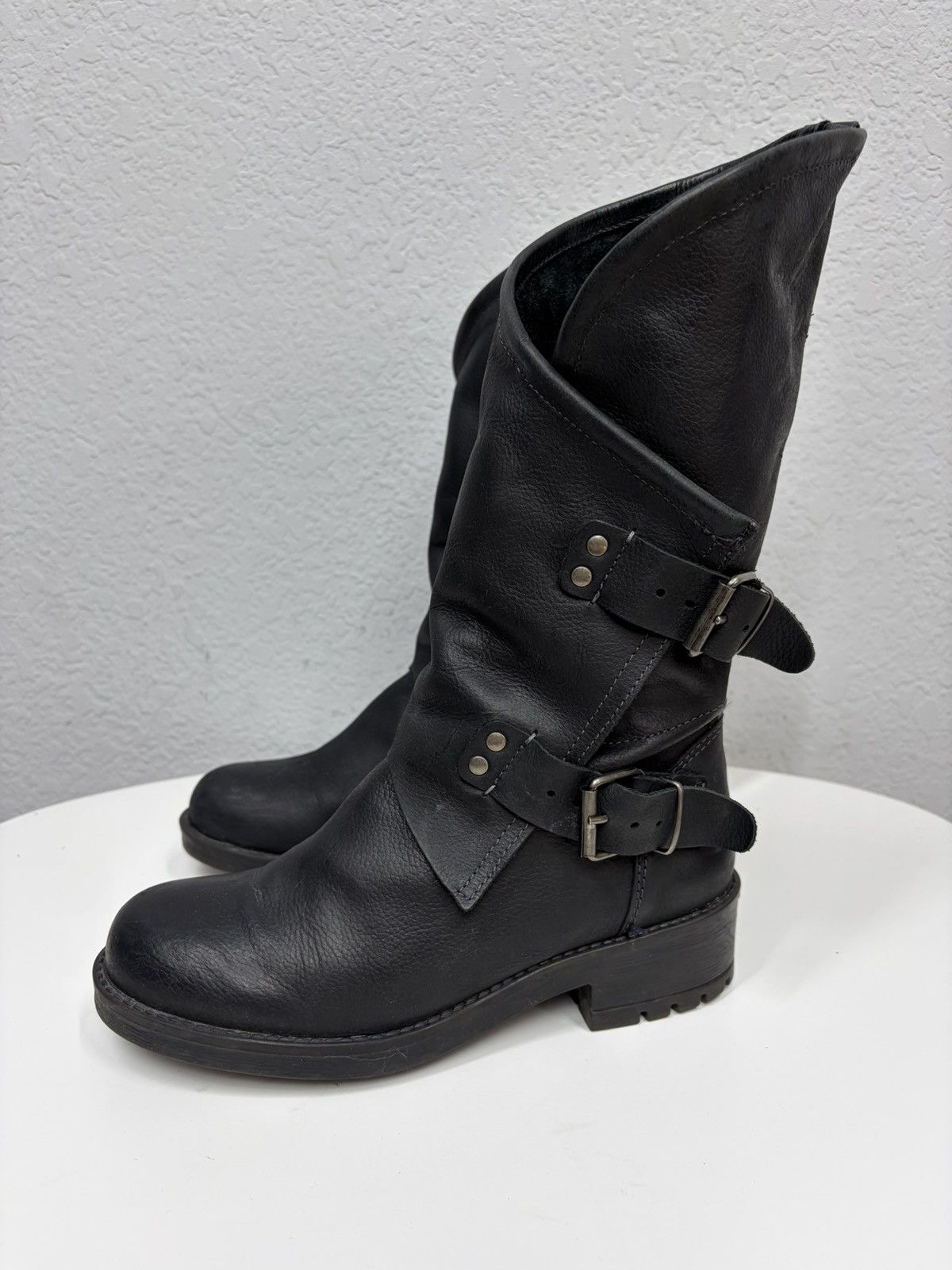 If Six Was Nine Vintage Italian AS 98 Rick Owens Style Leather Biker Boots Size US 7 / IT 37 - 4 Thumbnail