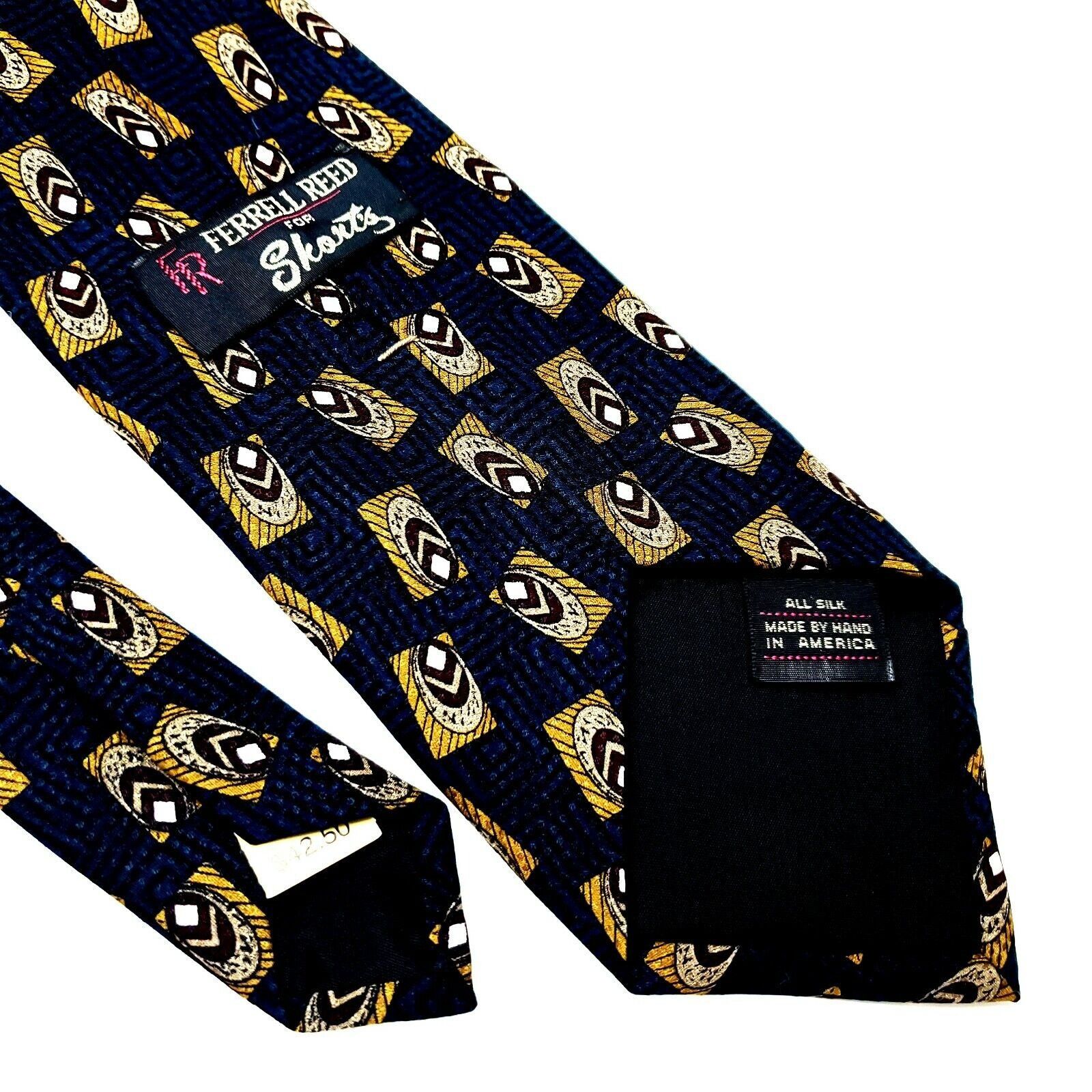 Vintage Ferrell Reed Silk Tie Print Blue Geometric Size ONE SIZE - 6 Thumbnail