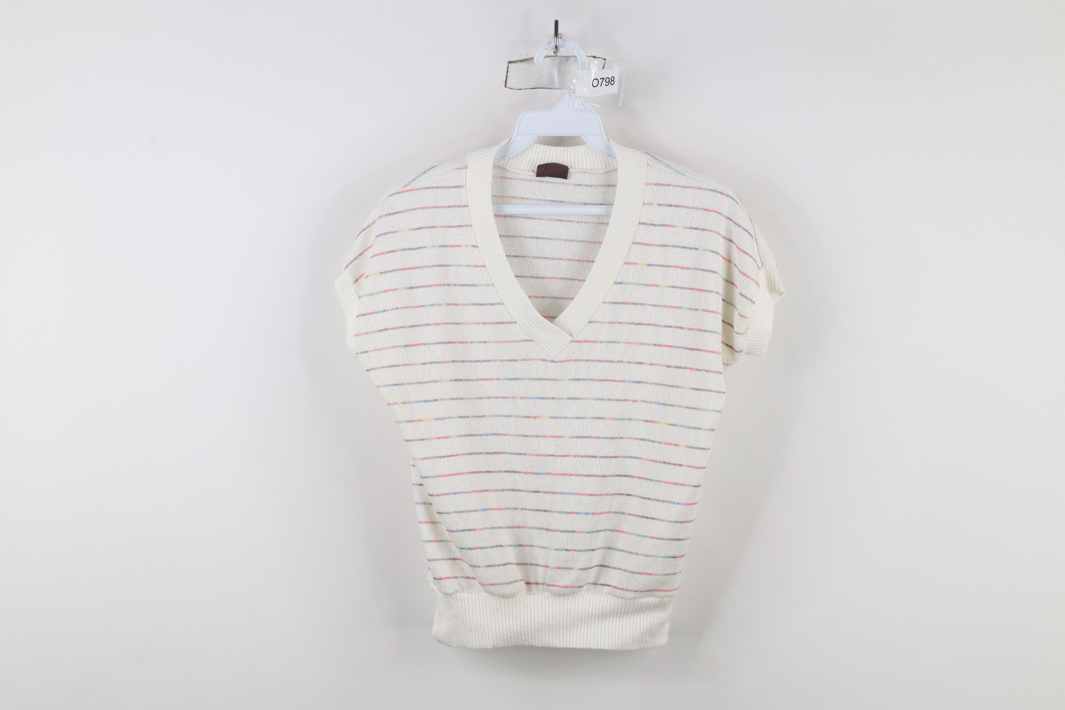 Vintage Vintage 80s 90s Streetwear Rainbow Striped Knit Sweater Vest Size S / US 4 / IT 40 - 1 Thumbnail