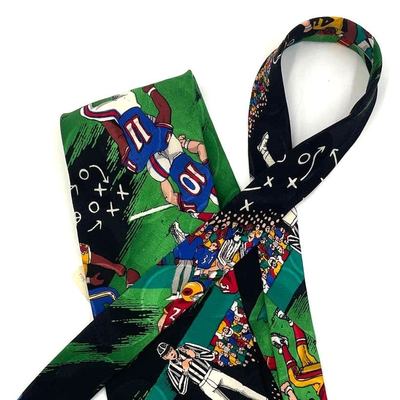 Nicole Miller Nicole Miller Silk Tie Football Theme Vintage 90s Deadstock Size ONE SIZE - 8 Thumbnail