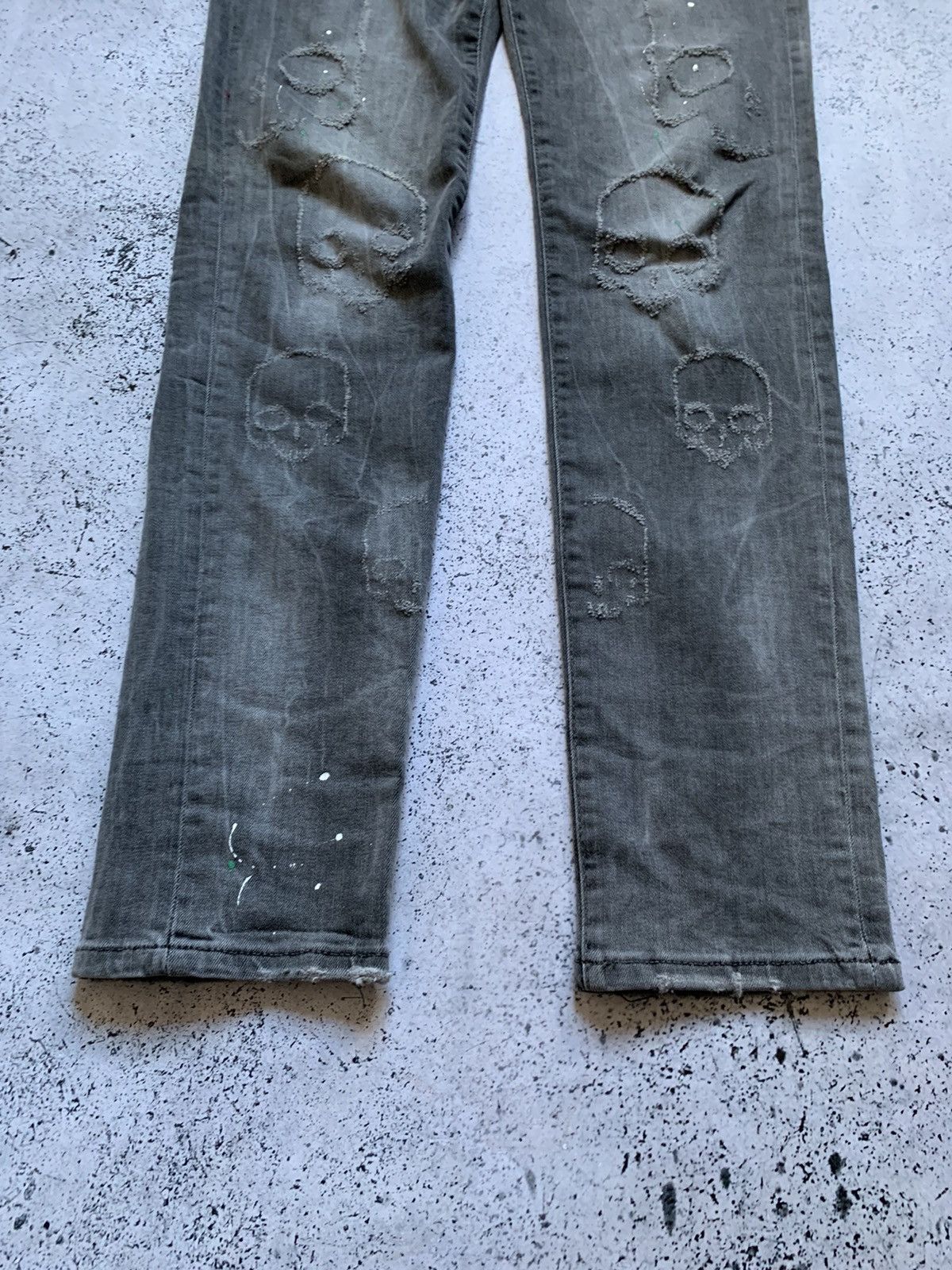 Andy Warhol × Philipp Plein Skull Denim Philipp Plein Distressed Fabric Dsquared Style Size US 33 - 3 Thumbnail