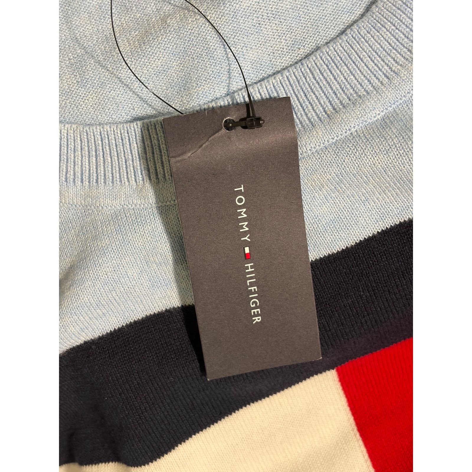 Tommy Hilfiger Tommy Hilfiger Flag Logo Light Blue Scoop Neck Sweater Size US L / EU 52-54 / 3 - 7 Thumbnail