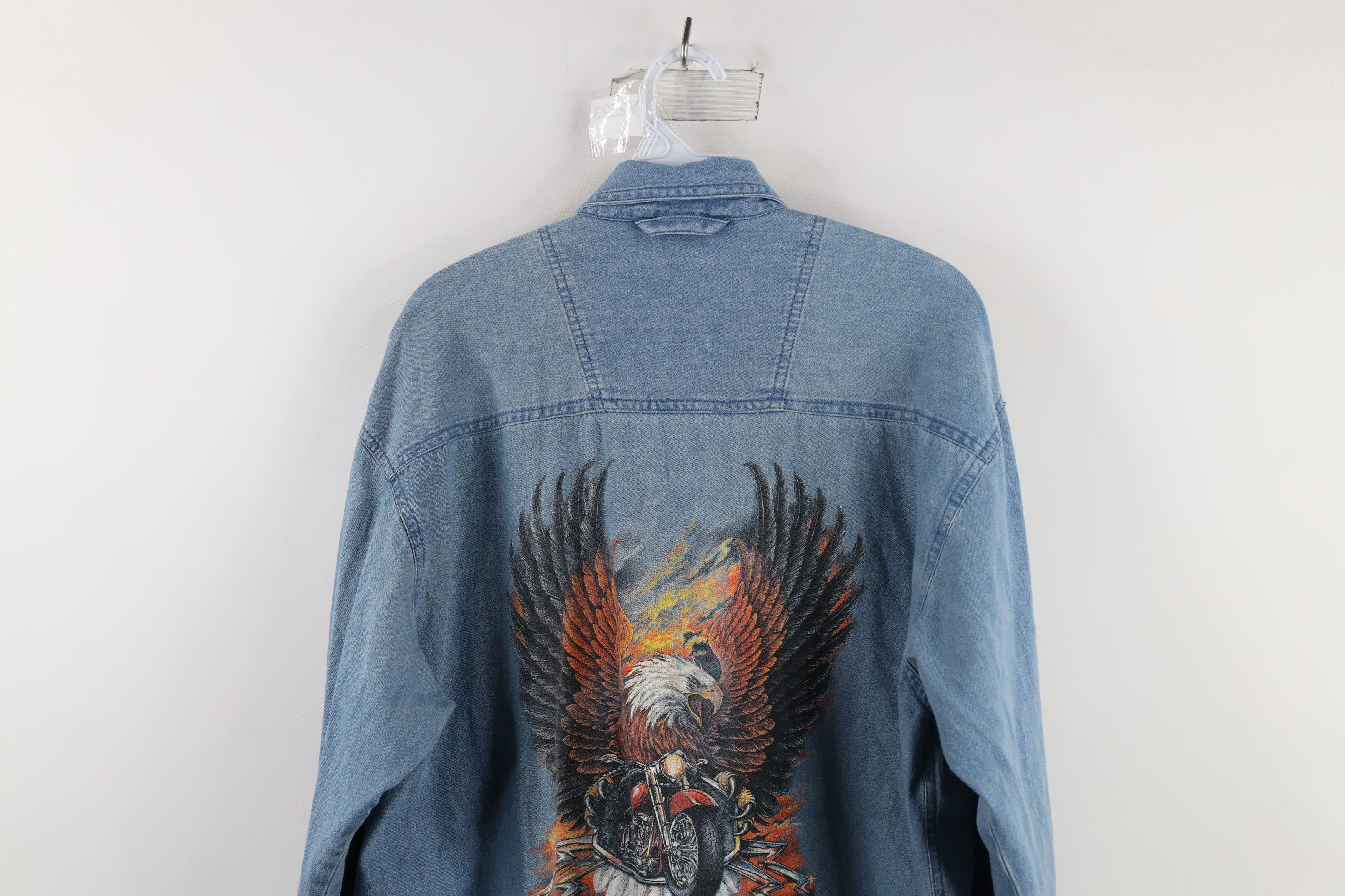 Vintage Vintage Y2K 2000 Eagle Lightning Denim Button Shirt Size US M / EU 48-50 / 2 - 10 Thumbnail