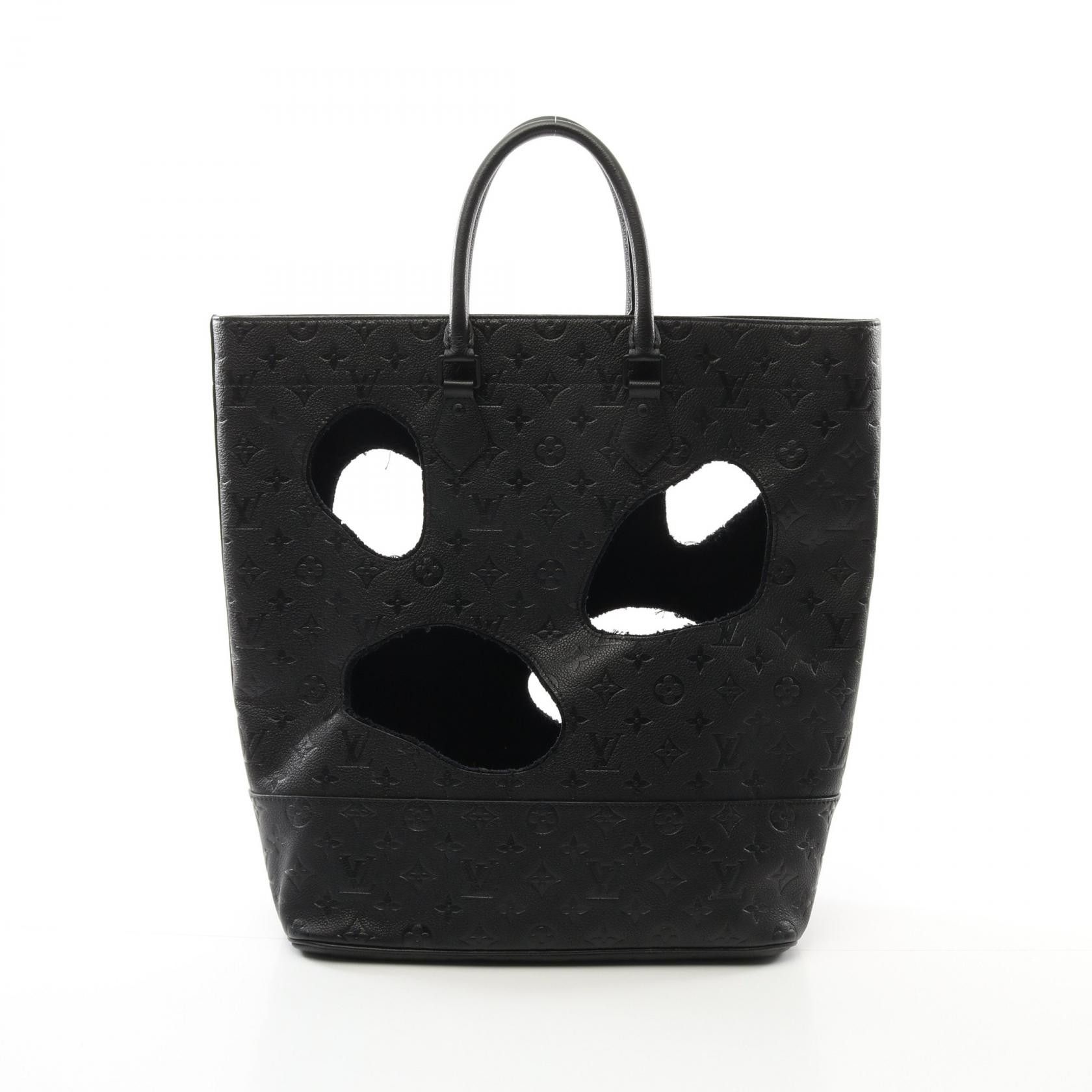 Louis Vuitton Louis Vuitton Louis Vuitton × Comme Des Garcons With Holes Mm Monogram Empreinte Tote Bag Leather Tote Bag M58661 in Black