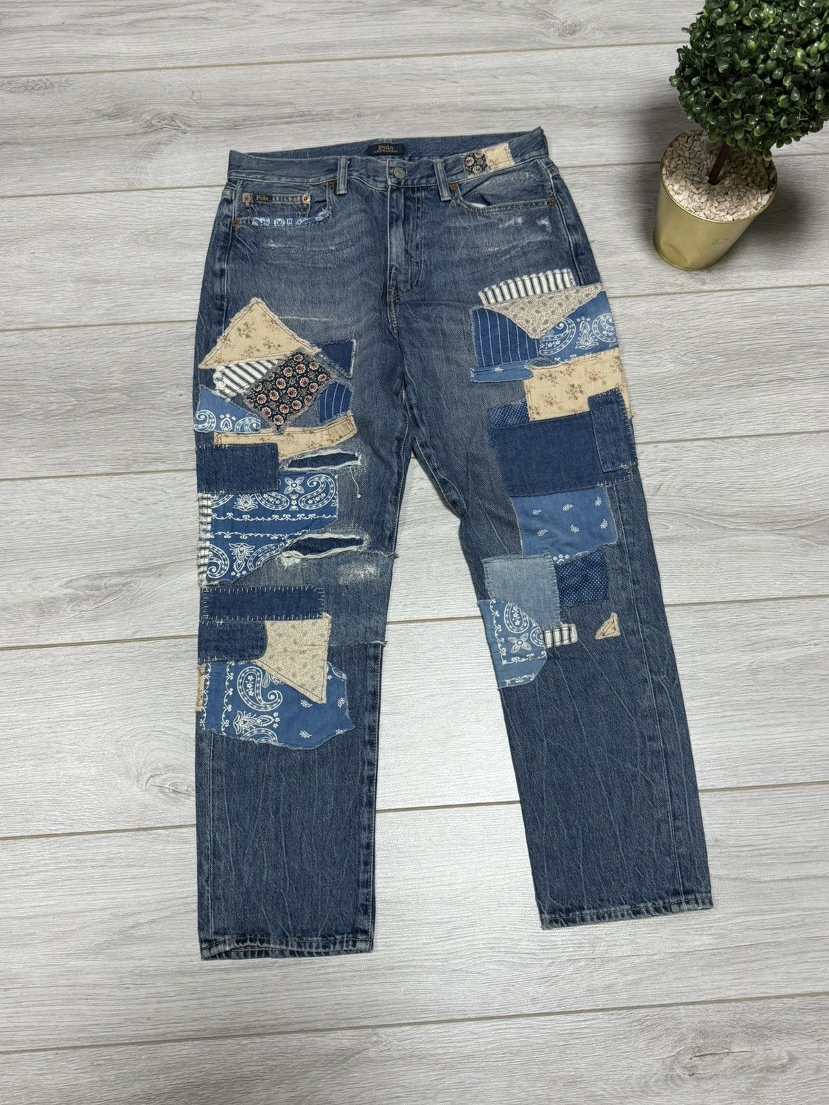 Polo Ralph Lauren POLO Ralph Lauren patch work bandana distressed pants jeans Size US 28 / EU 44 - 2 Thumbnail