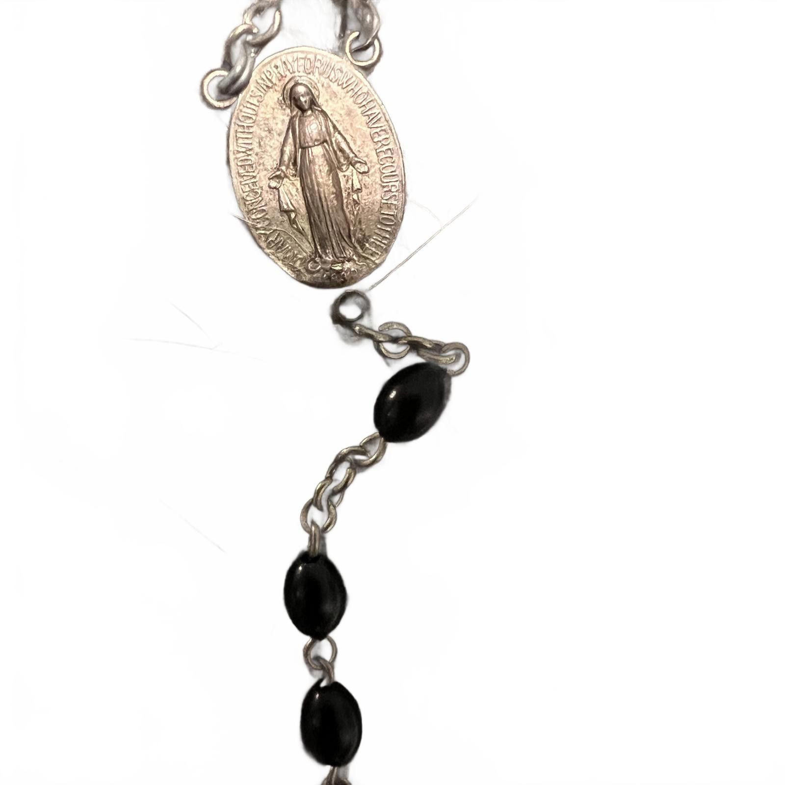 Unknown London Religious Medal Rosary Necklace with Black Beads Size ONE SIZE - 1 Preview