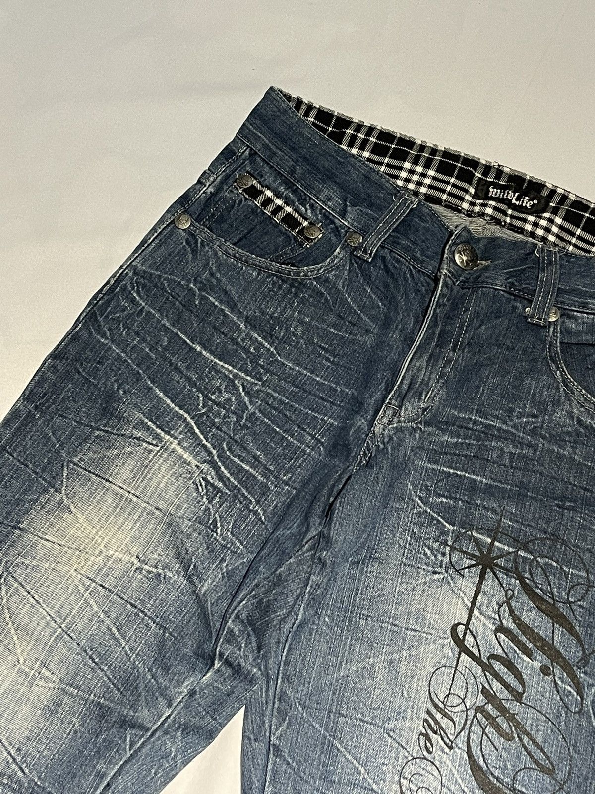 Japanese Brand × Vintage Japanese Brand Wild Life Distressed Denim Pant Size US 32 / EU 48 - 9 Thumbnail