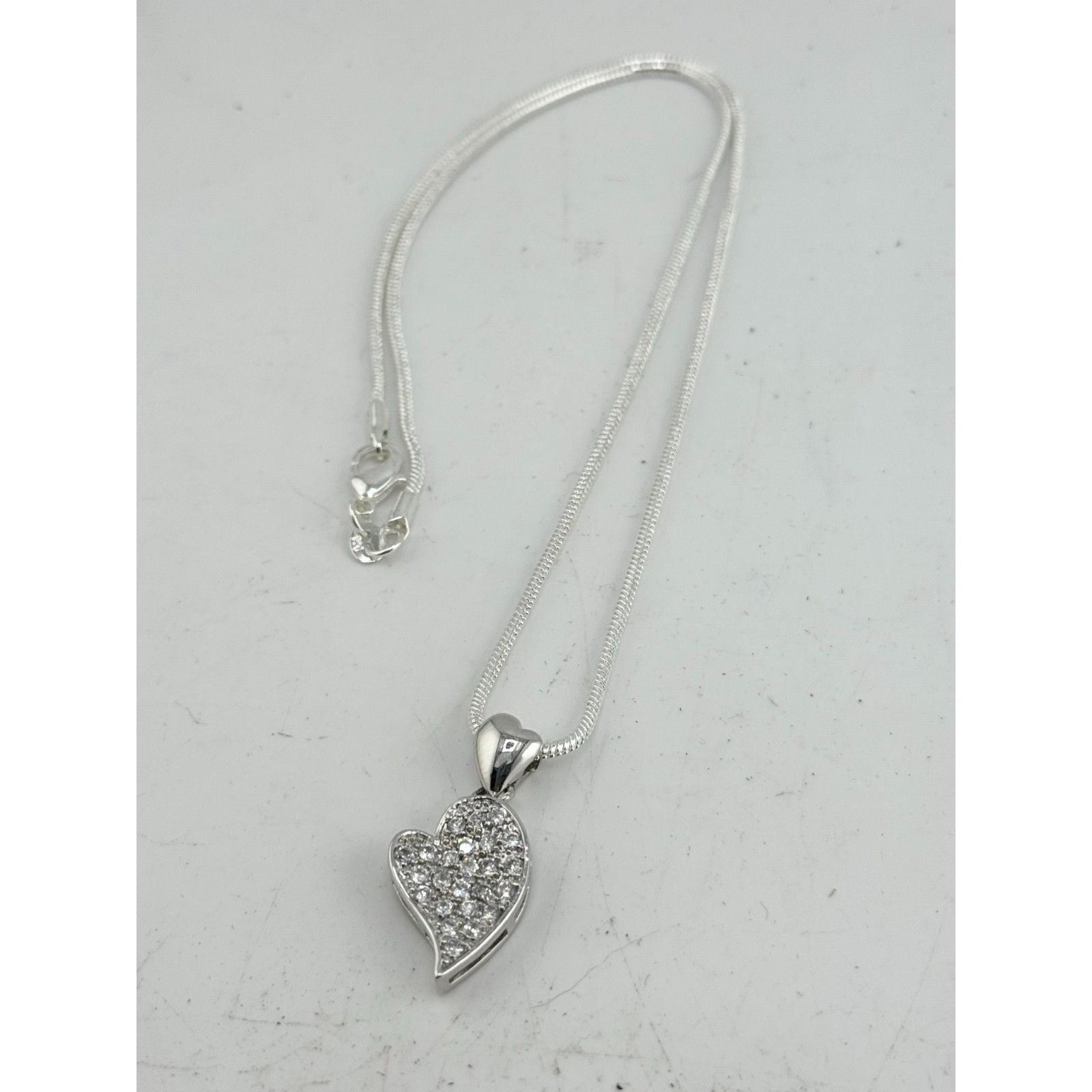 Vintage Vintage 925 sterling silver CZ stone heart necklace Size ONE SIZE - 6 Thumbnail