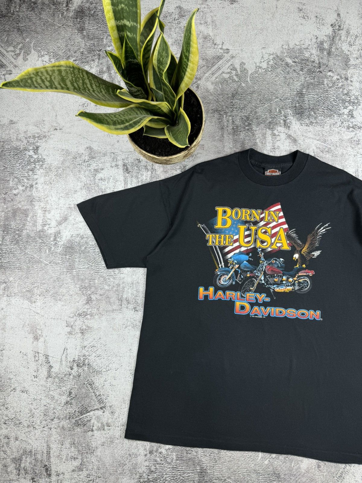 Harley Davidson 1991 Harley Davidson Holoubek Born in the USA Eagle T Shirt Size US XL / EU 56 / 4 - 2 Thumbnail