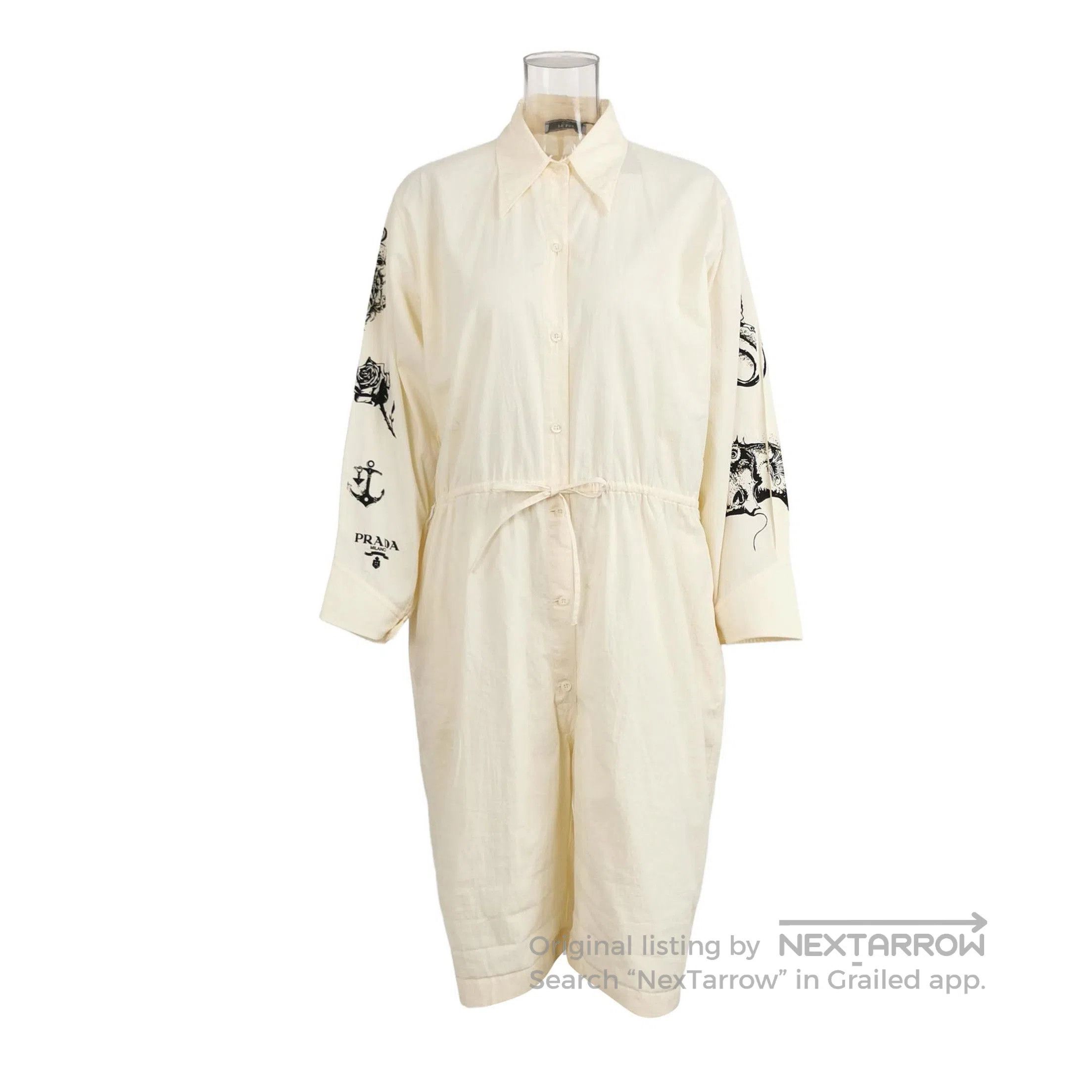 Prada Prada Logo Cotton Shirt Jumpsuit for Women . Size 37" - 1 Thumbnail