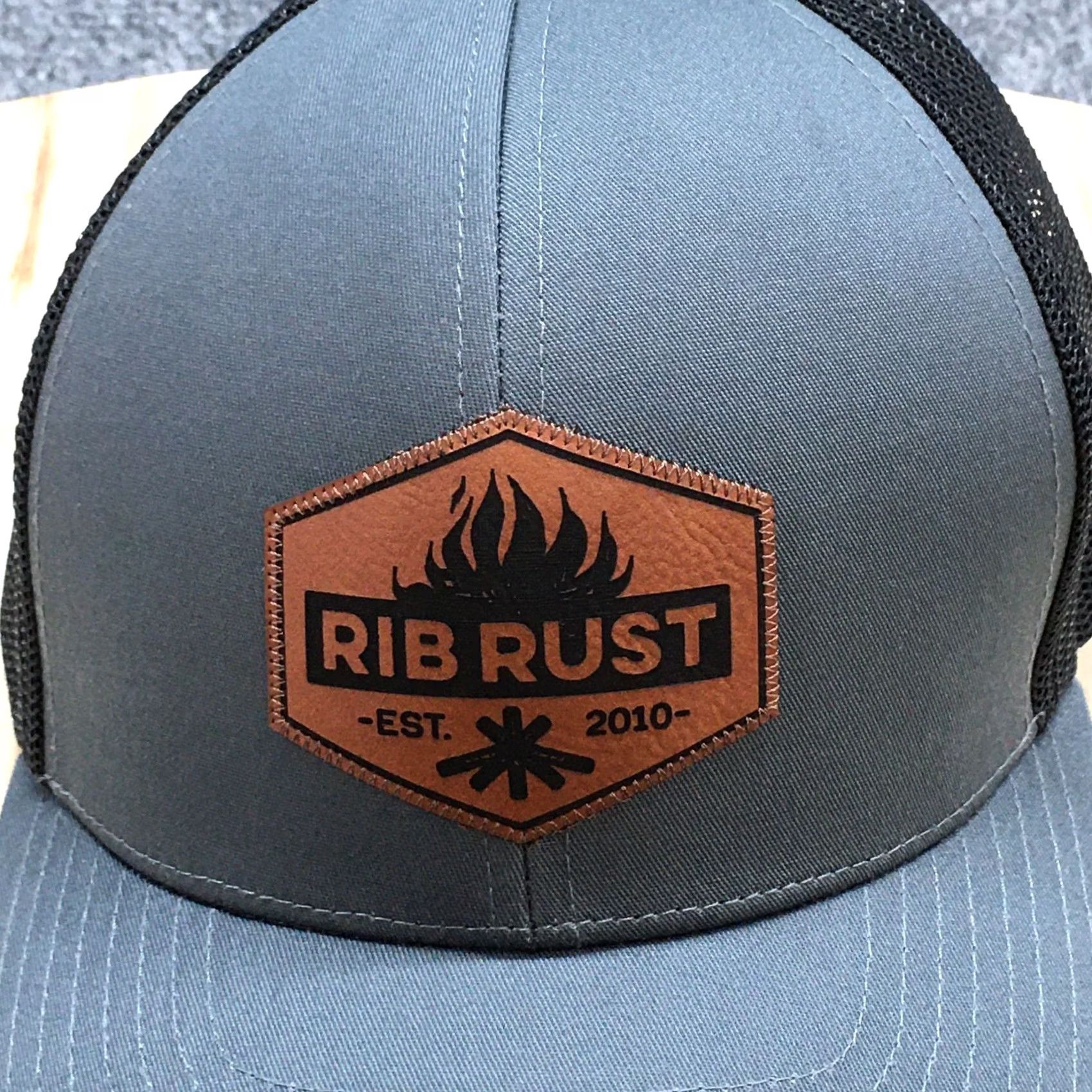 Logo 7 Rib Rust Trucker Hat Unisex Black Gray One Size Curved Brim Embroidered Logo Size ONE SIZE - 3 Thumbnail