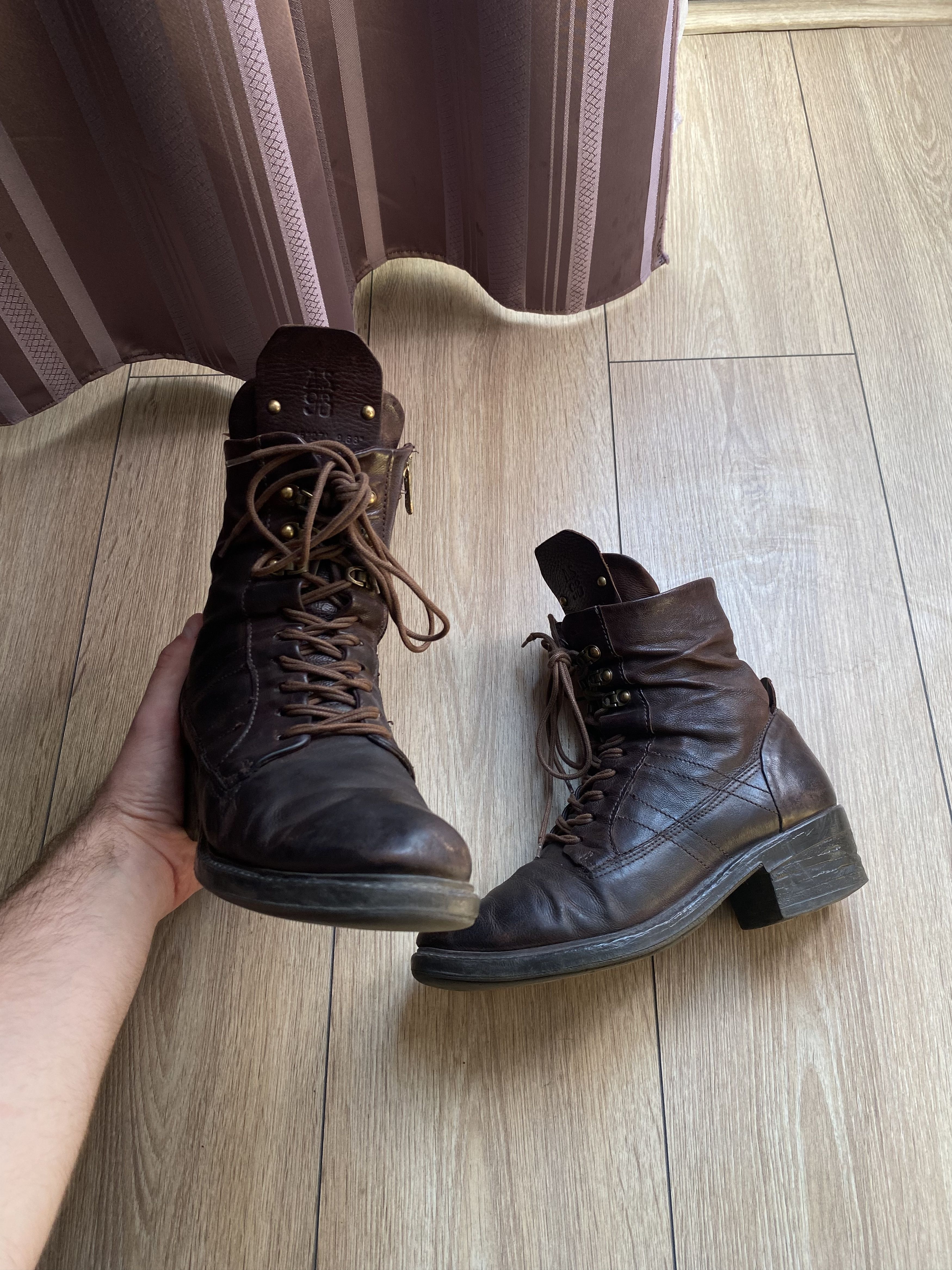 A.S.98 AS98 Airstep Brown Leather Combat Boots Vintage Double Lace Size US 8.5 / IT 38.5 - 1 Thumbnail