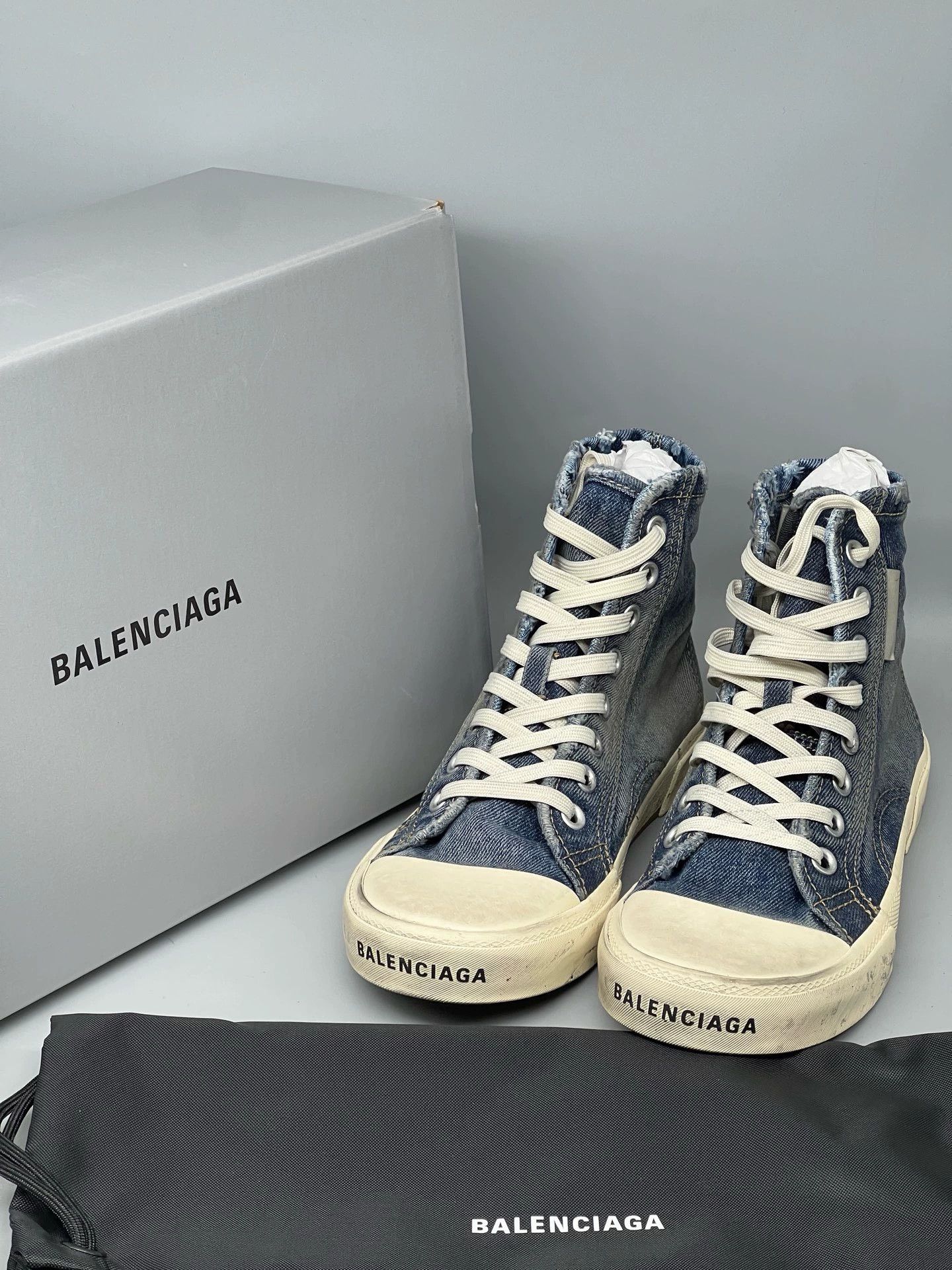 Balenciaga balenciaga blue high-top denim casual shoes Size US 7.5 / EU 40-41 - 1 Thumbnail