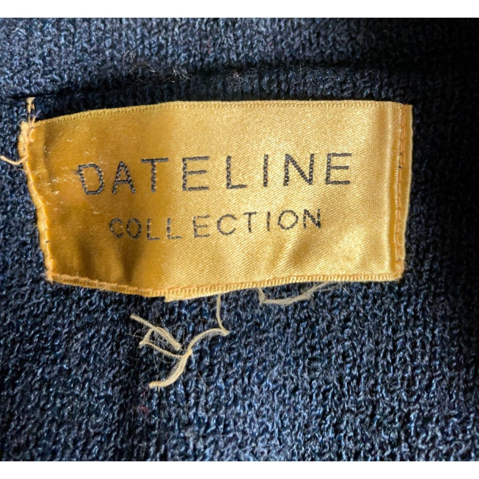 Vintage Dateline Collection Cardigan Women XL Dark Blue Beaded Silk Wool Open Front Knit V-Neck Hidden Shoulder Pads Knitwear Regular Size: XL Size XL / US 12-14 / IT 48-50 - 3 Thumbnail