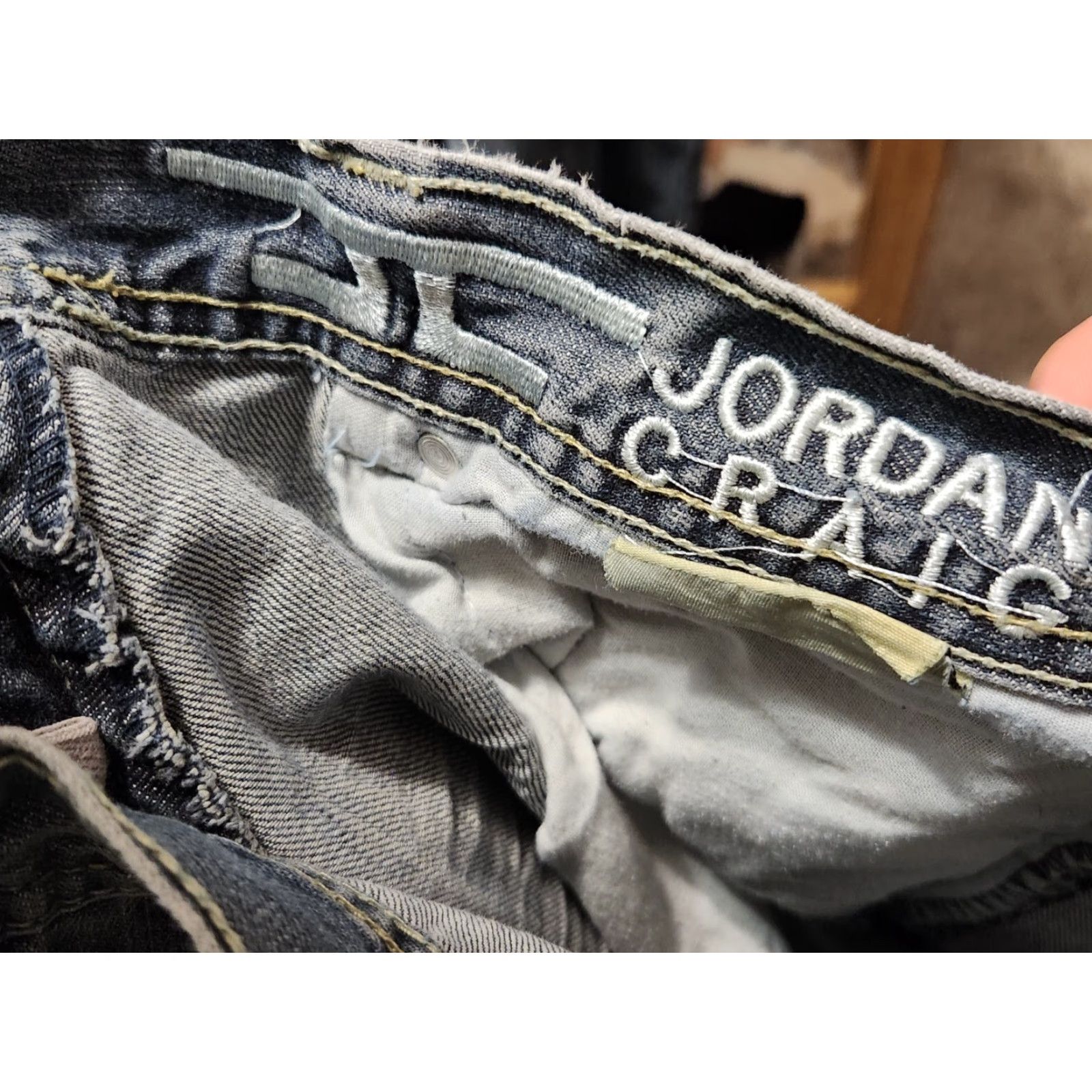 Jordan Craig Jordan Craig Jeans Blue Distressed Embroidered Wide-Leg 34x30 Denim Men Baggy Geometric 5-Pocket Casual Regular Stretchable Vintage? No Size US 34 / EU 50 - 4 Thumbnail