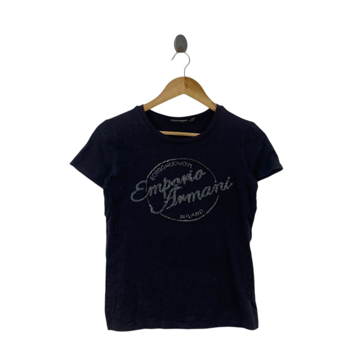 Emporio Armani EMPORIO ARMANI GIORGIO Milano Rhinestone Bling Tee Shirt Size XS / US 0-2 / IT 36-38 - 3 Thumbnail