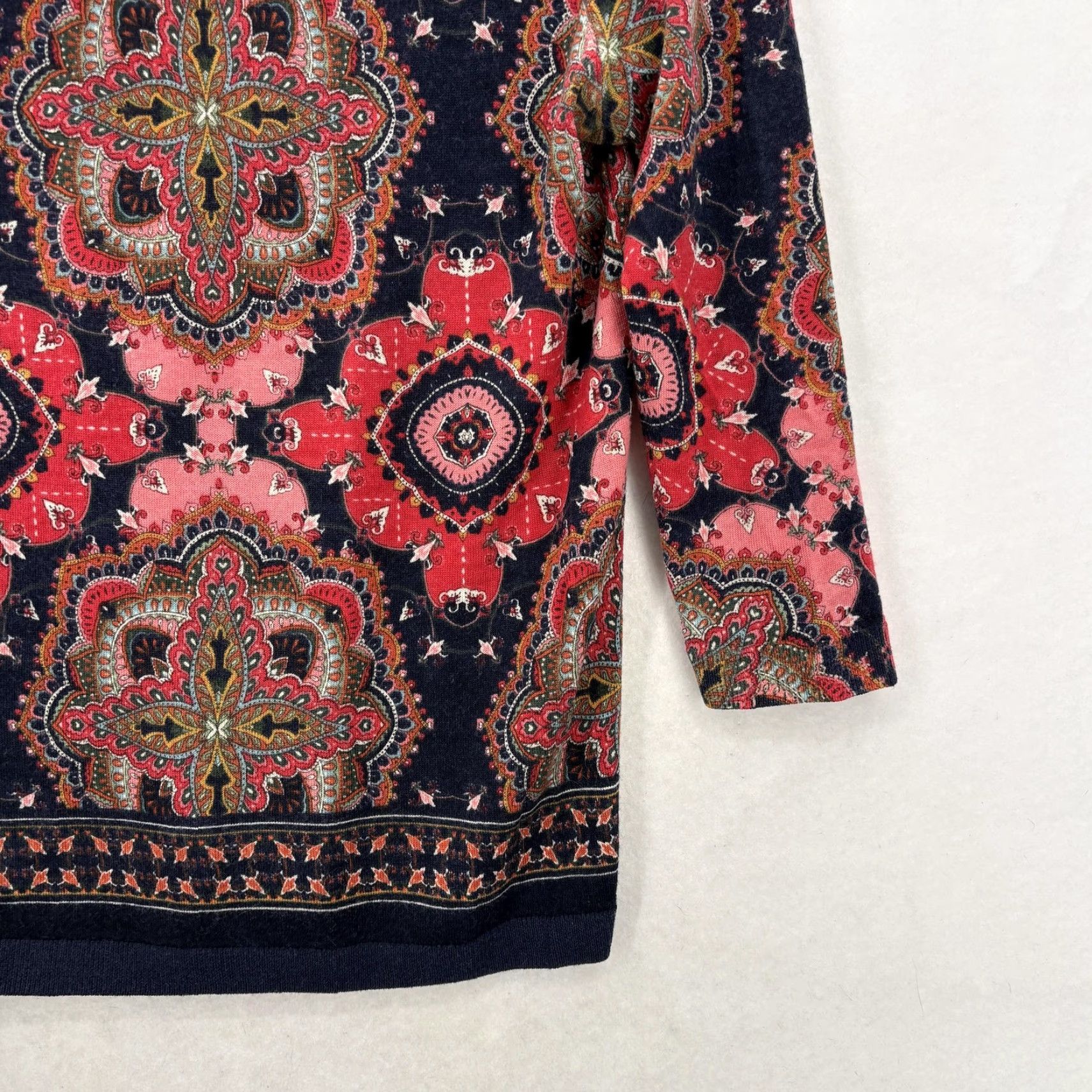 Talbots Talbots Sweater Womens Small Multicolor 100% Merino Wool Paisley Knit 3/4 Sleeve Size S / US 4 / IT 40 - 3 Thumbnail