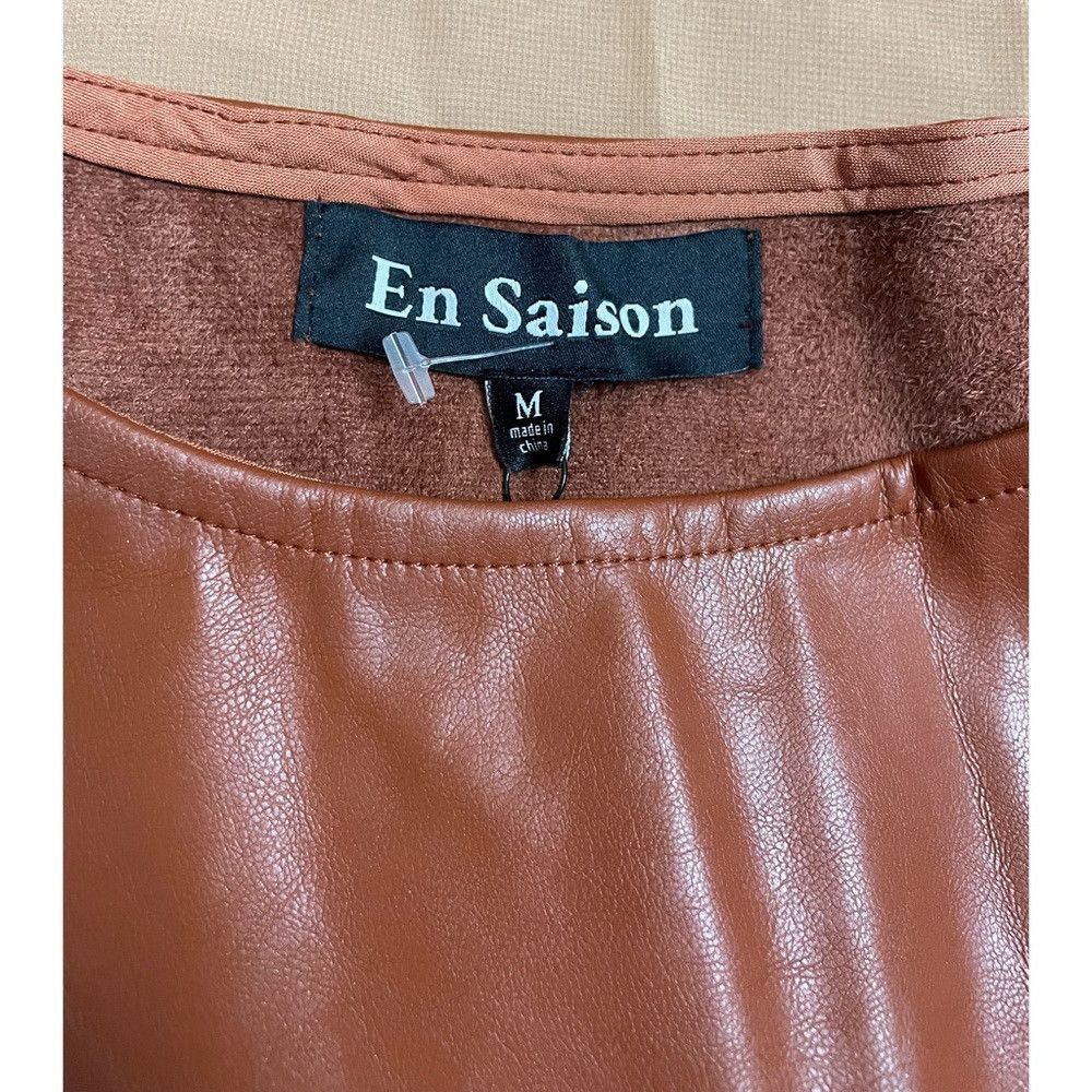 Other NWT New En Saison Vegan Leather Padded Shoulder Dress Size Size M / US 6-8 / IT 42-44 - 7 Thumbnail