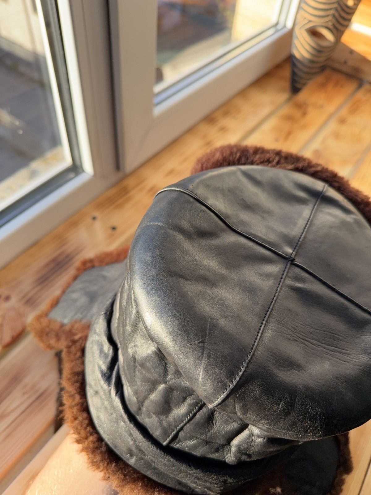 Vintage Vntg 80s Aviator Real Leather / Fur RARE Retro Ushanka Hat Size ONE SIZE - 9 Thumbnail