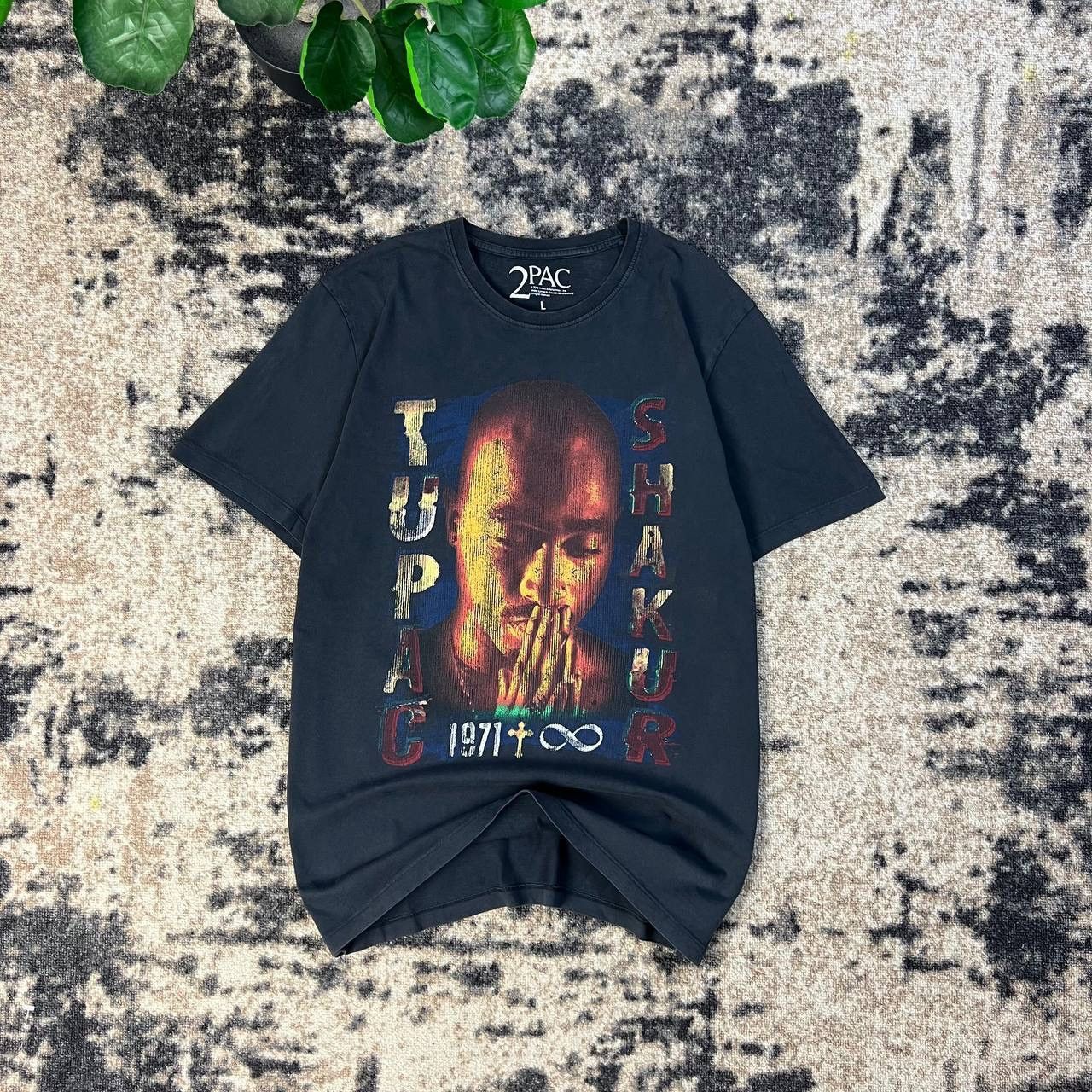 Rap Tees 2Pa Vintage Y2K Big Face Logo Rap T-Shirt Streetwear 1TS89 Size US L / EU 52-54 / 3 - 1 Thumbnail