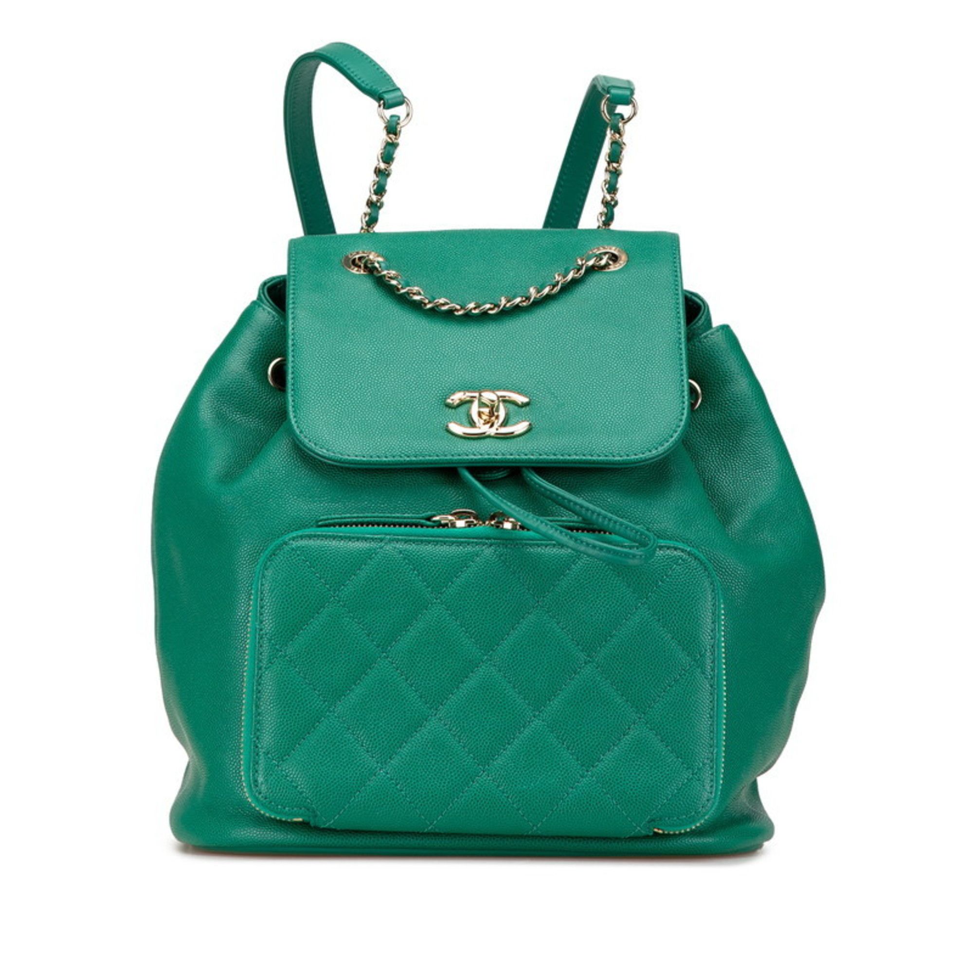 Chanel CHANEL Matelasse Coco Mark Backpack in Green Caviar Leather for Women Size ONE SIZE - 1 Thumbnail