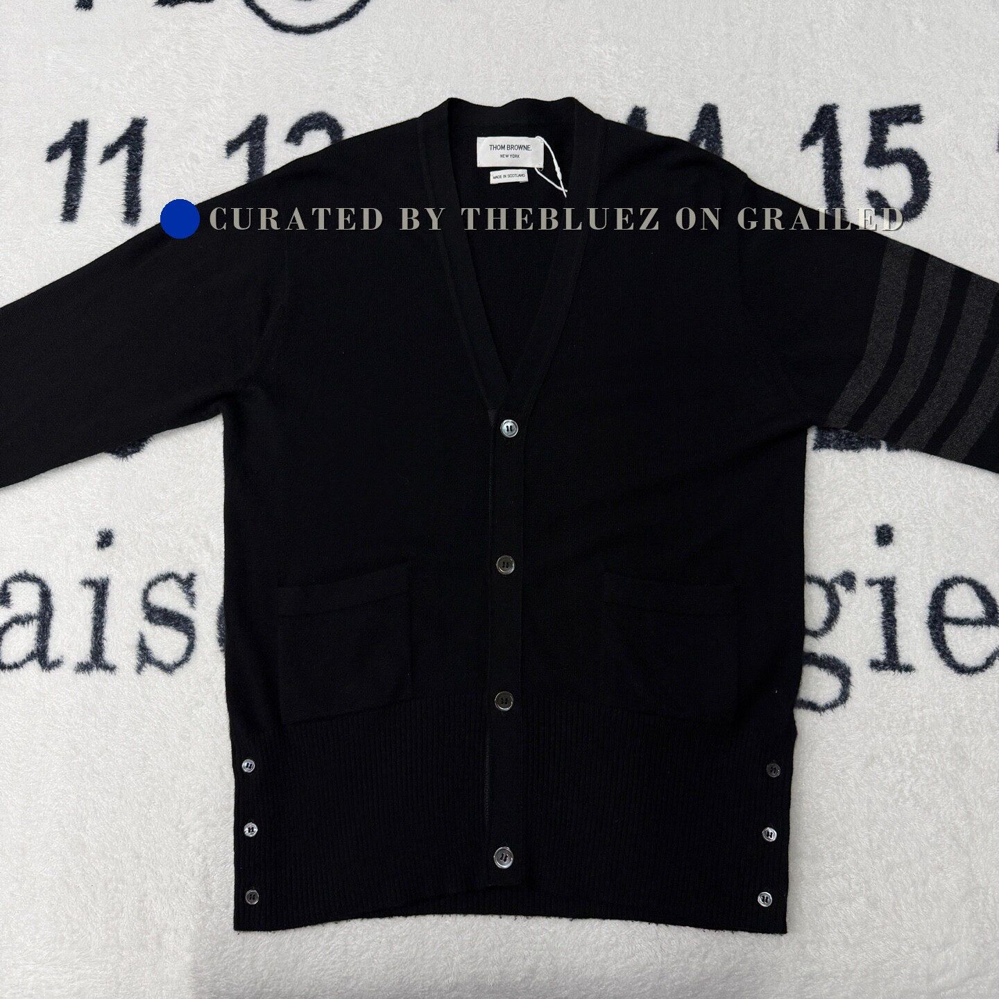 Thom Browne TB Black Cashmere Cardigan Four Stripes Size US XL / EU 56 / 4 - 1 Thumbnail
