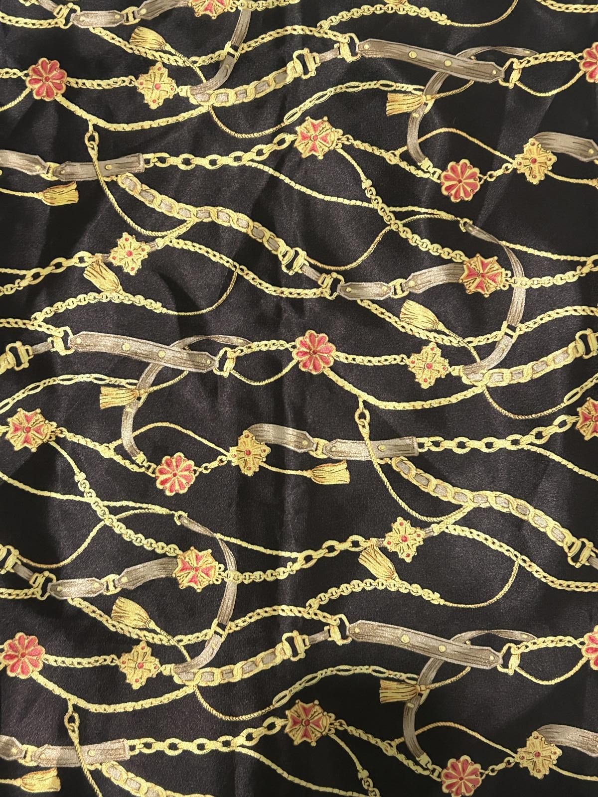 Other Y2K Chain Print Square Silk Scarf Black & Gold Accessory Size ONE SIZE - 4 Thumbnail
