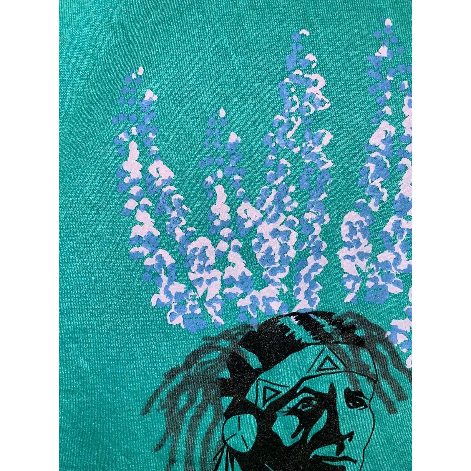 Jerzees Vintage Native American Shirt Test Print Tee Teal 80s VTG M Size US M / EU 48-50 / 2 - 4 Thumbnail