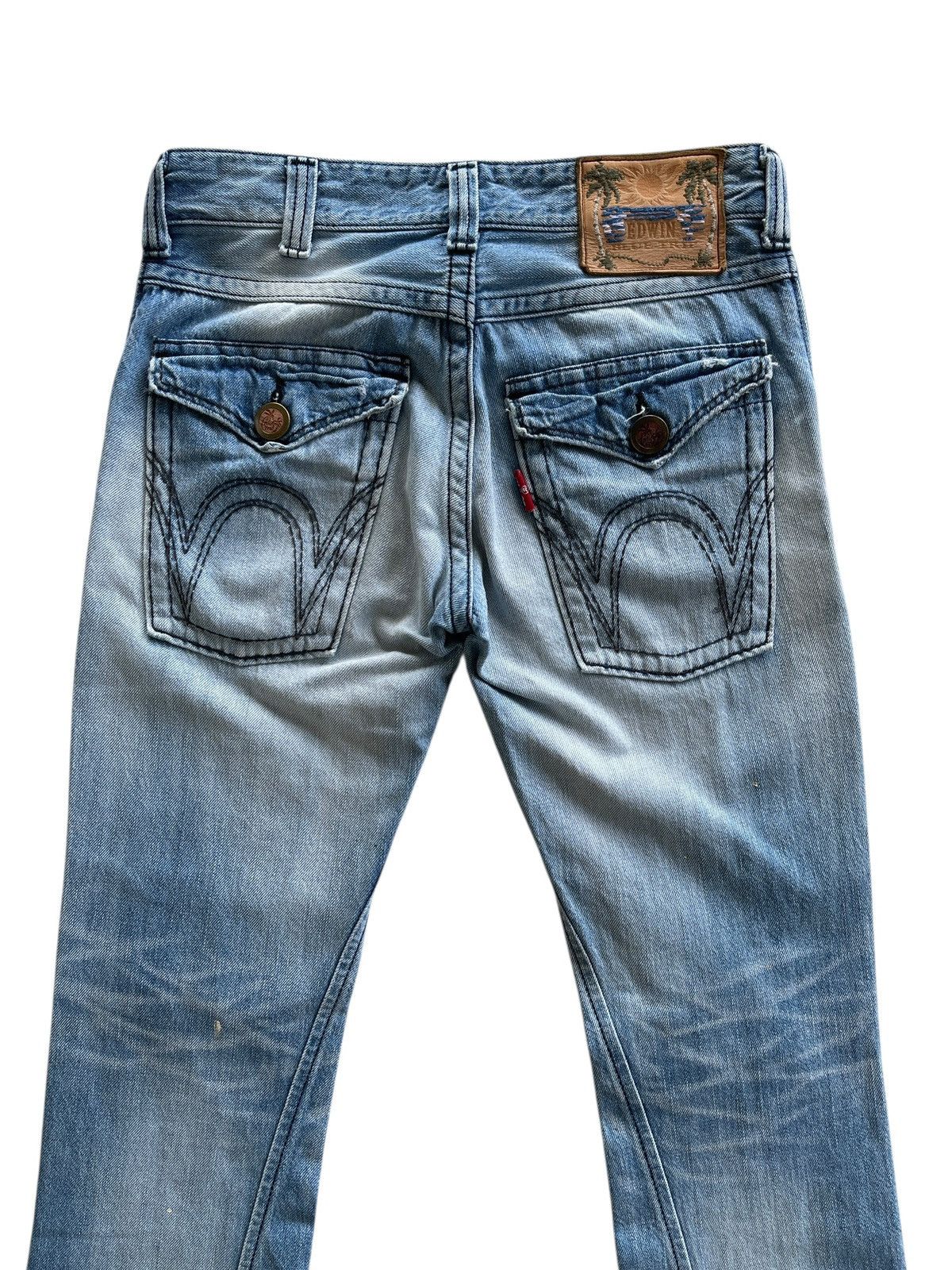 Vintage Vintage Edwin Blue Trip Distressed Flare Denim Size US 32 / EU 48 - 4 Thumbnail
