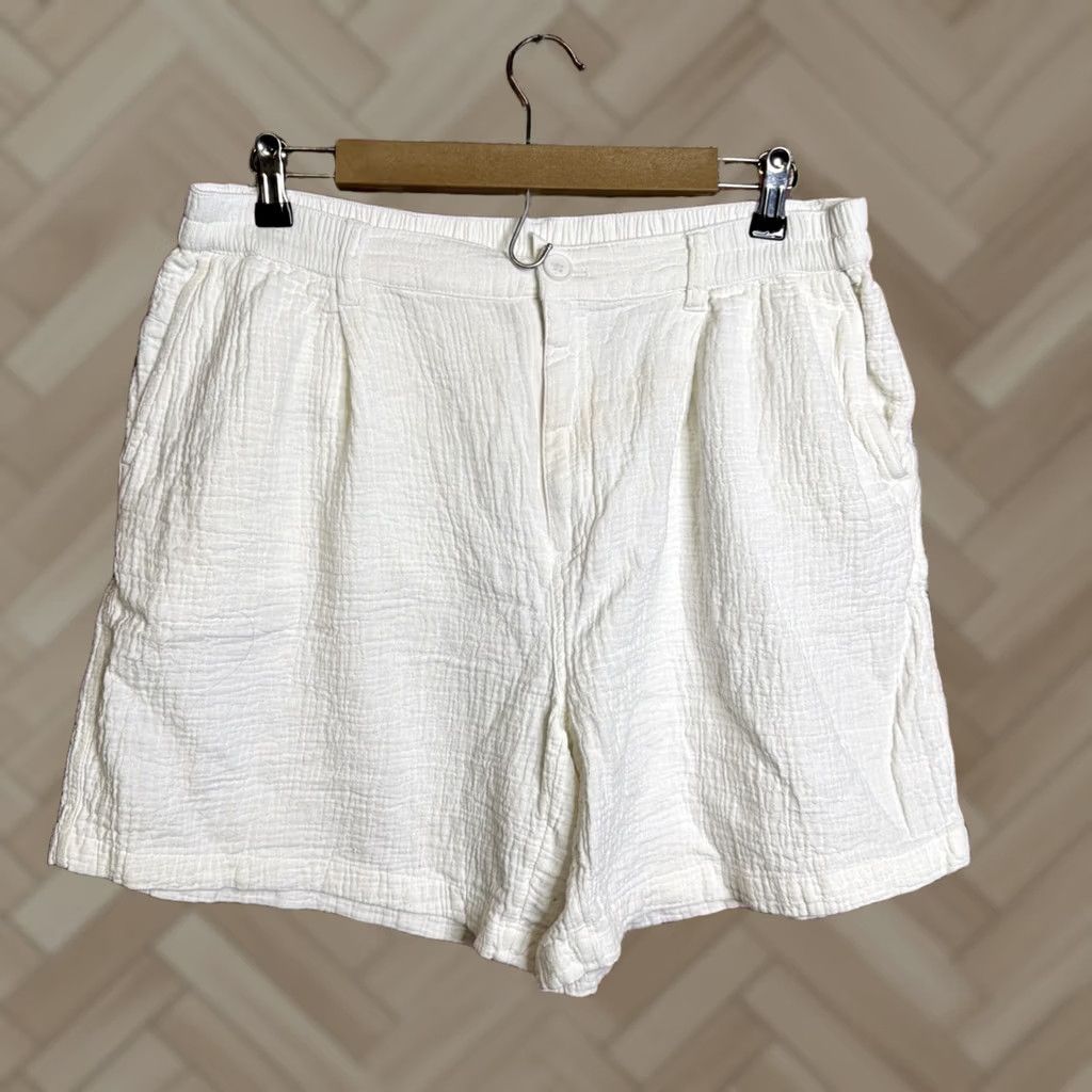 Vintage Aerie White Womens Gauze Cotton Shorts Large Button Close Size 36" / US 14 / IT 50 - 1 Thumbnail