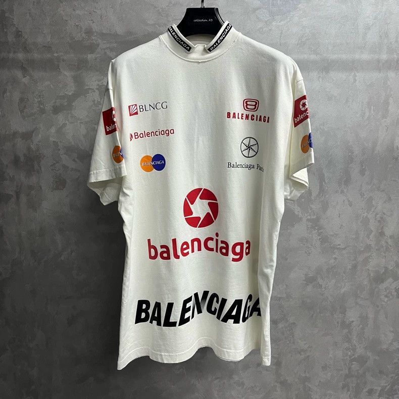 Balenciaga Balenciaga White Logo Print Short Sleeve T-Shirt-yf Size US M / EU 48-50 / 2 - 1 Thumbnail